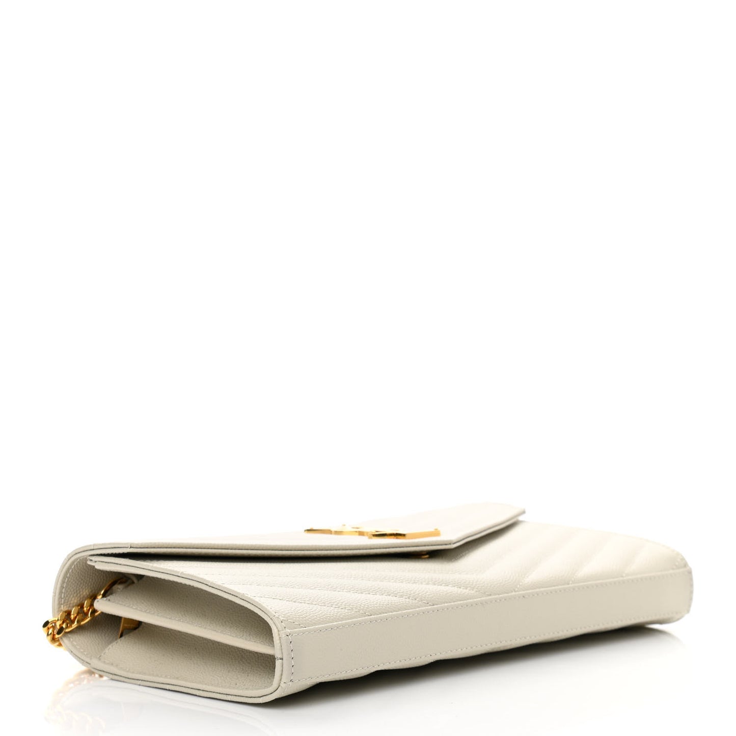 Grain De Poudre Matelasse Chevron Monogram Chain Wallet Crema Soft