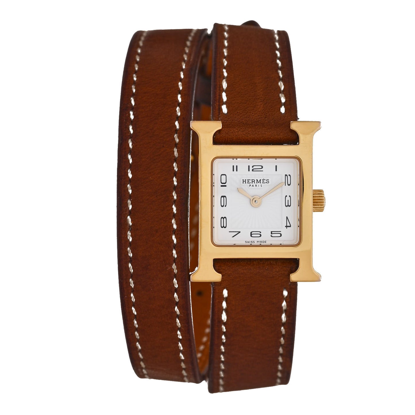 Stainless Steel Barenia 17.2mm Heure H Hour Double Tour Quartz Watch Fauve
