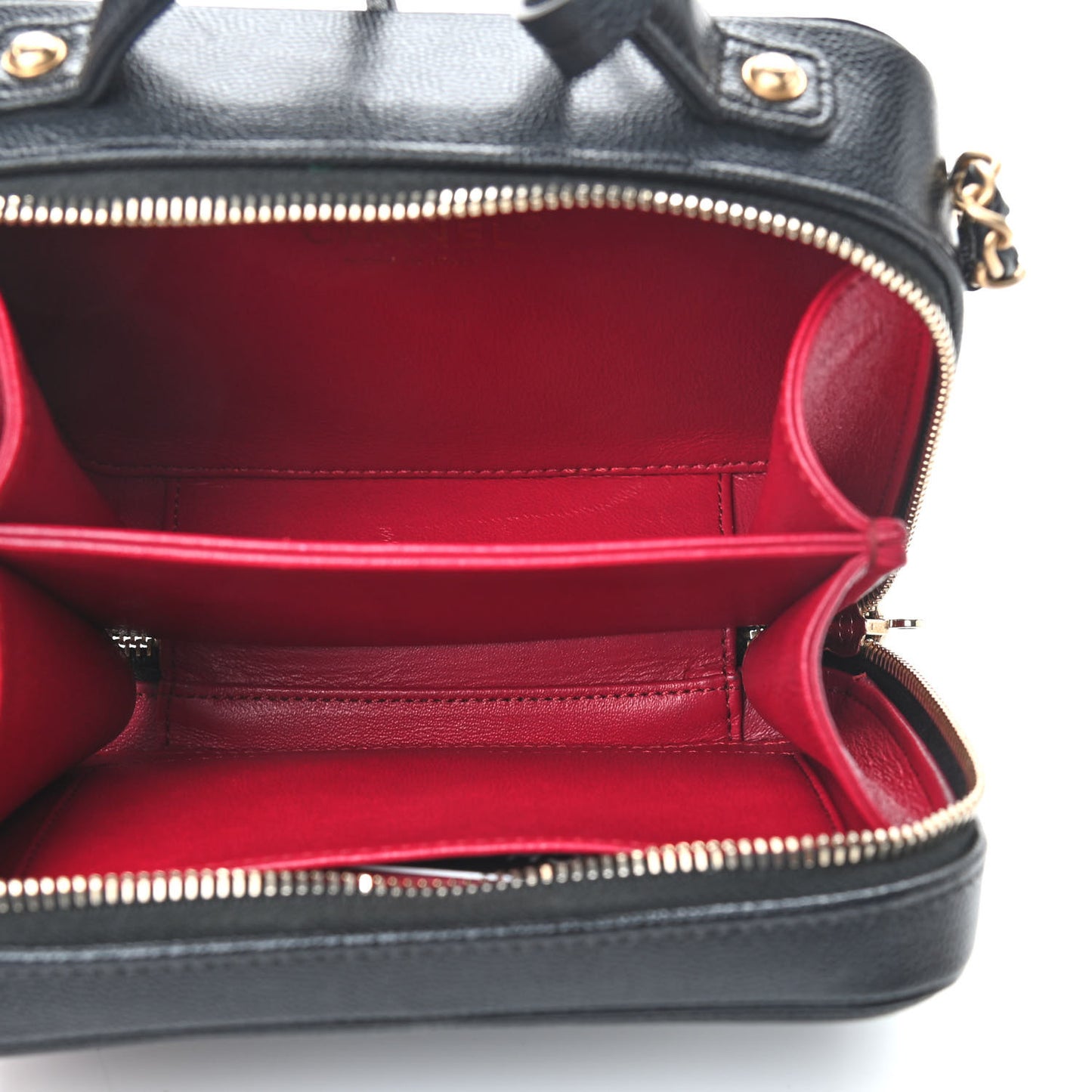 Caviar Quilted Small CC Filigree Vanity Case Black