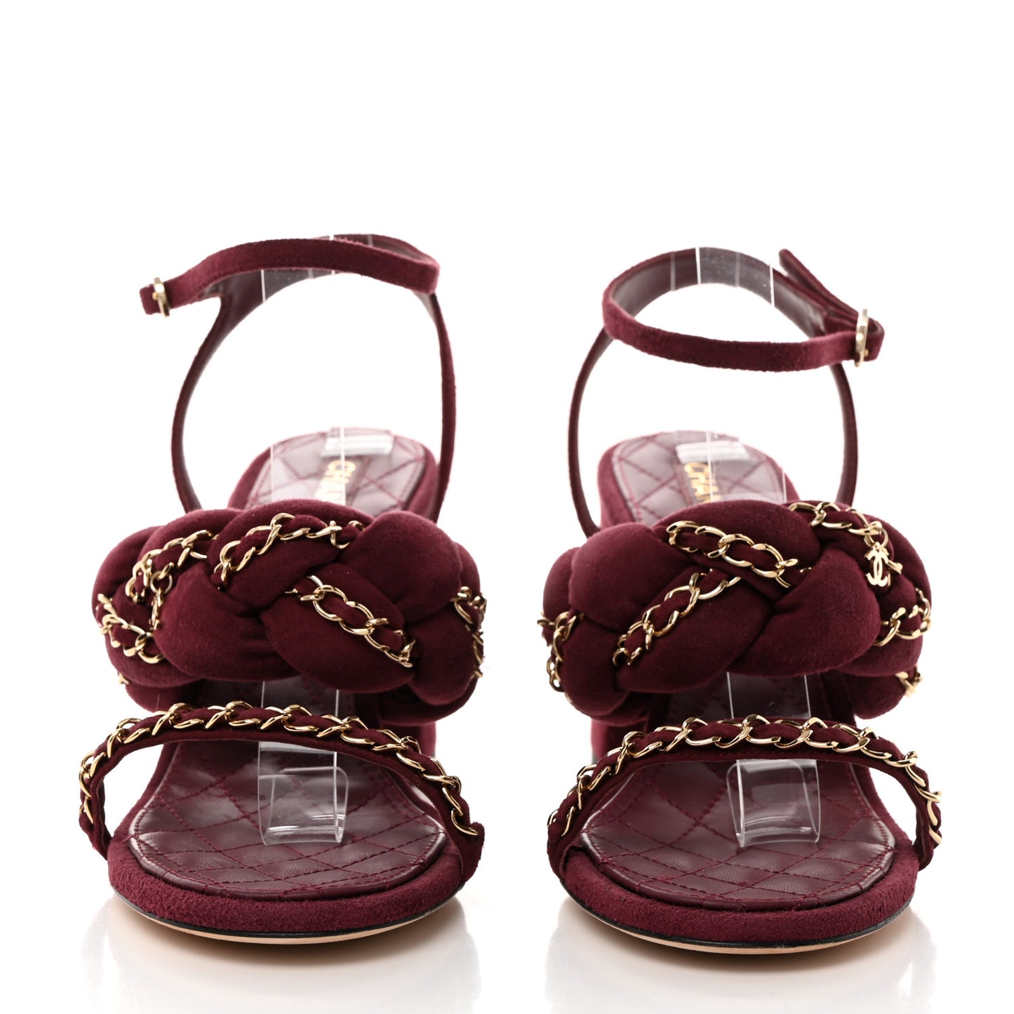 Kid Suede Chain Braided Sandals 39 Burgundy