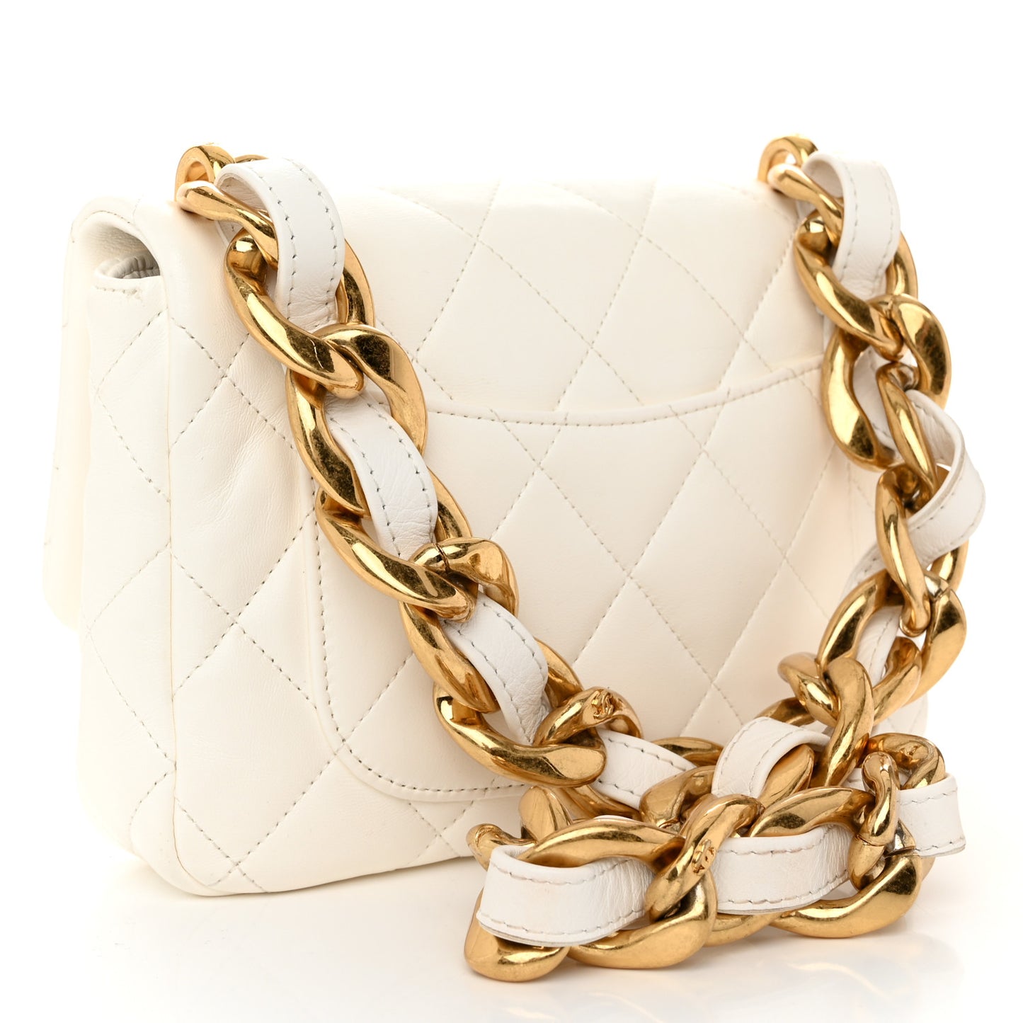 Lambskin Quilted Small CC Funky Town Flap White
