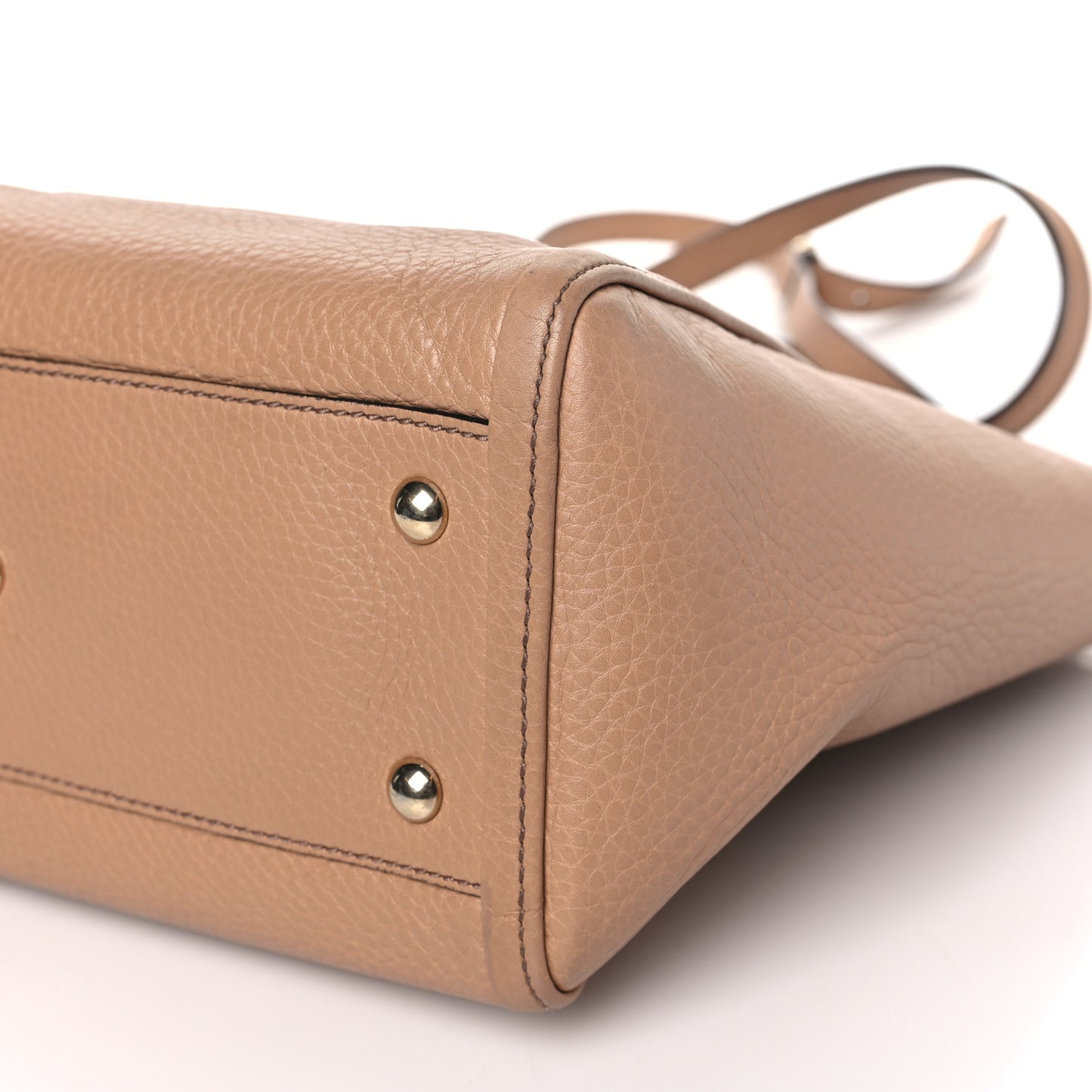 Pebbled Calfskin Small Soho Top Handle Bag Camelia