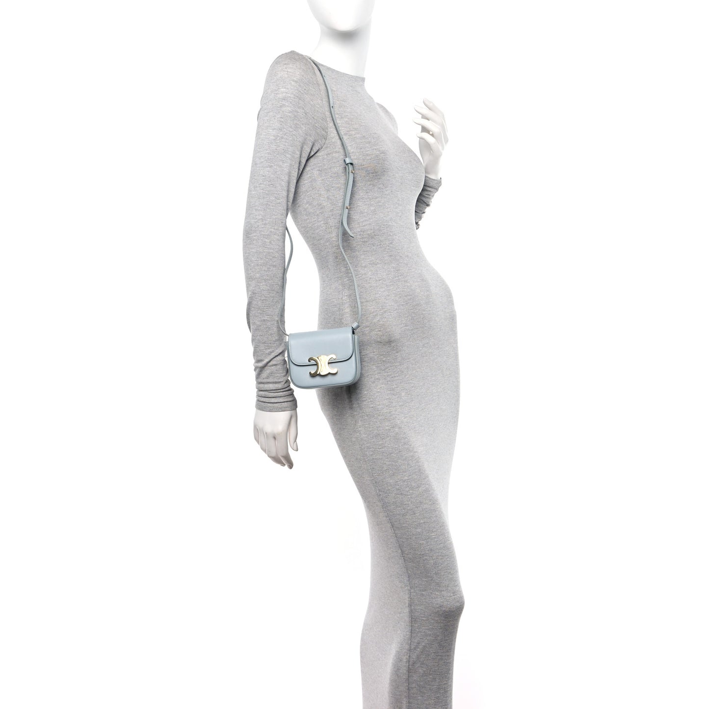 Shiny Calfskin Mini Triomphe Soft Blue