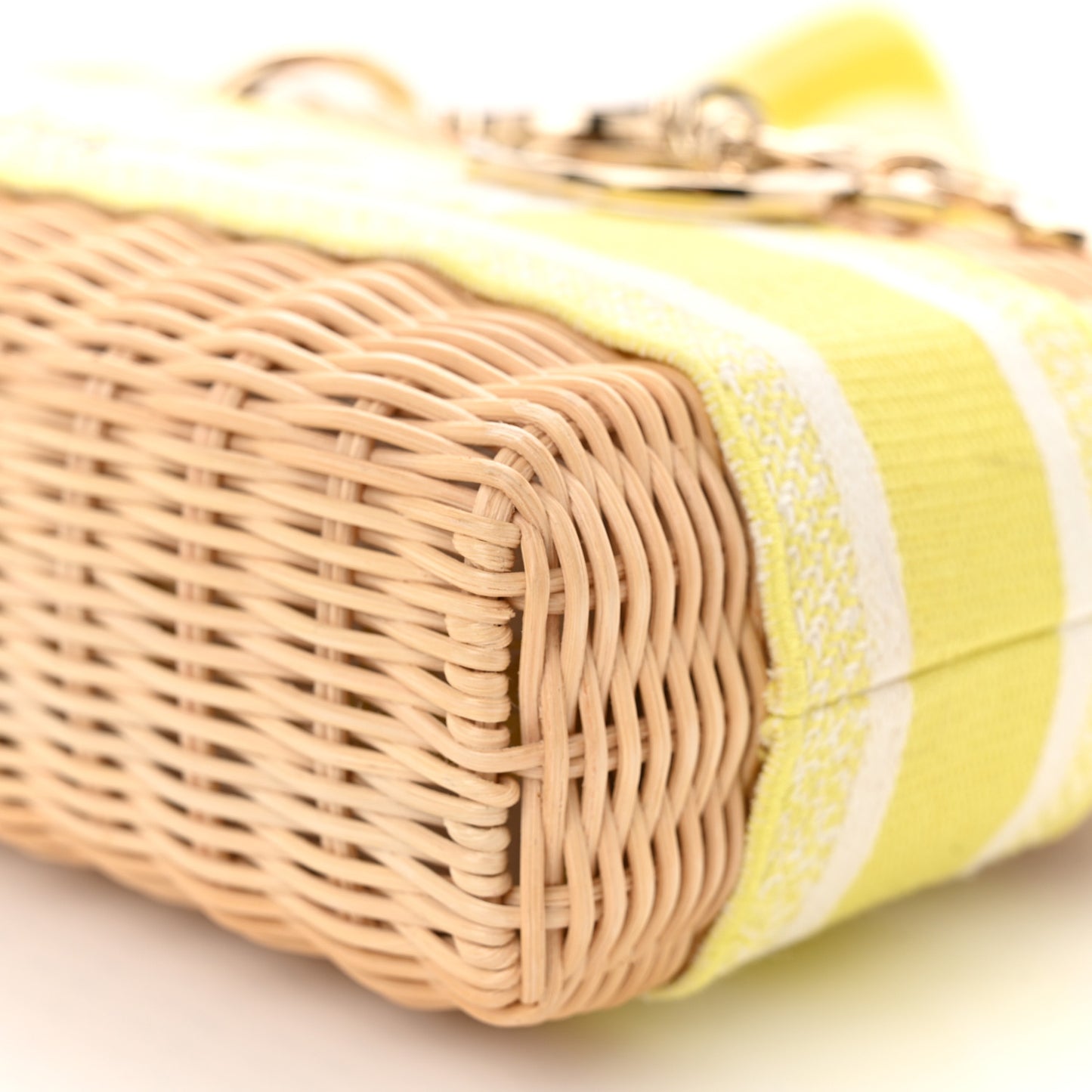 Wicker Oblique Dioriviera Medium Lady D-Joy Bag Natural Fluorescent Yellow
