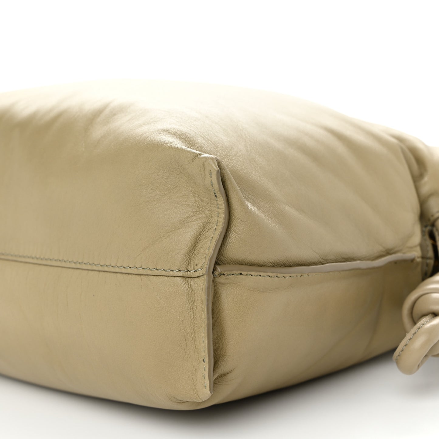 Shiny Nappa Lambskin Puffer Flamenco Knot Clutch Clay Green