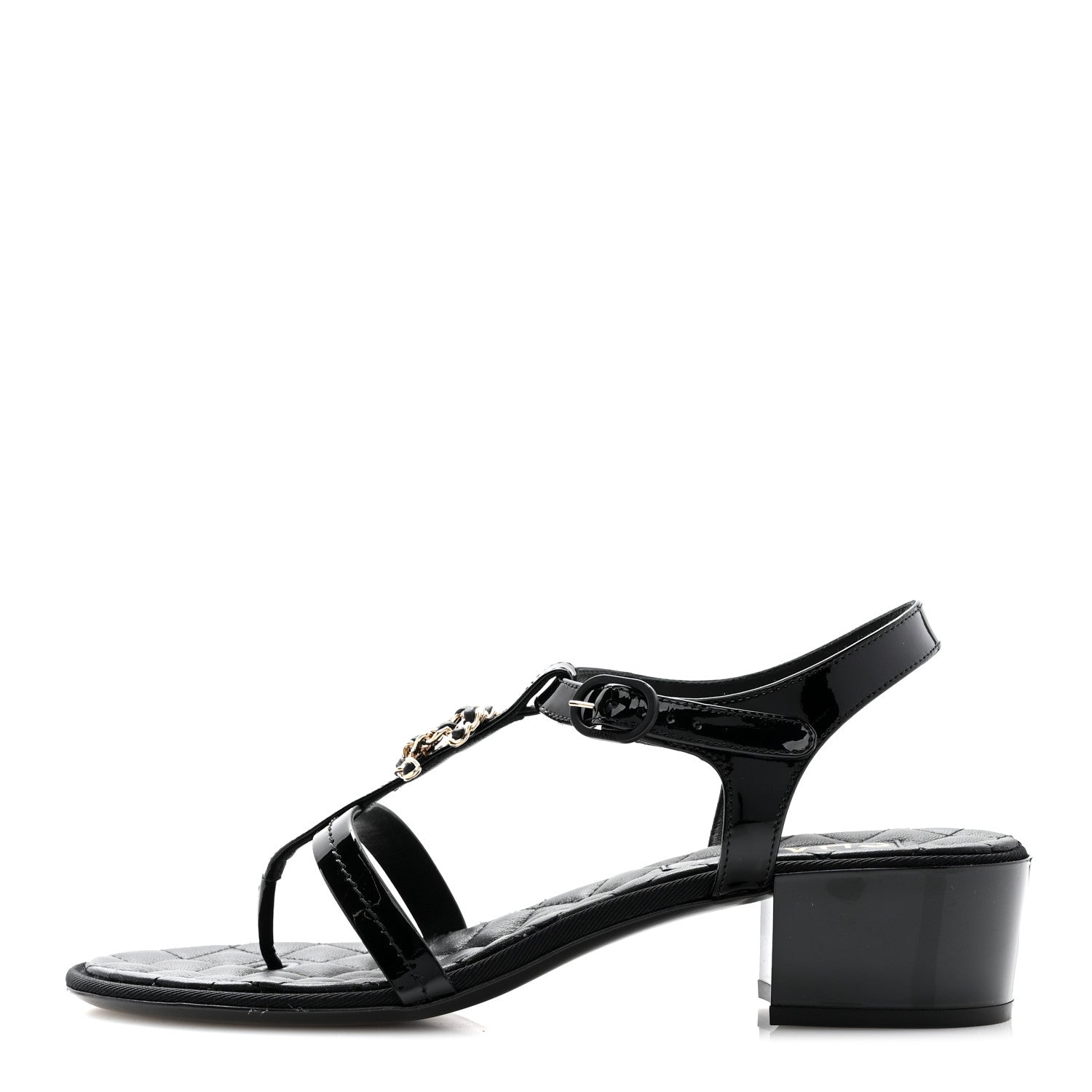 Chanel Patent CC Logo Thong Sandals 39.5 Black 1 of 10