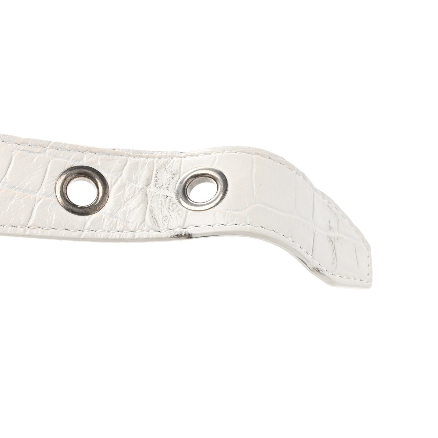 Extra Supple Calfskin Crocodile Embossed Large Le Cagole Shoulder Bag White