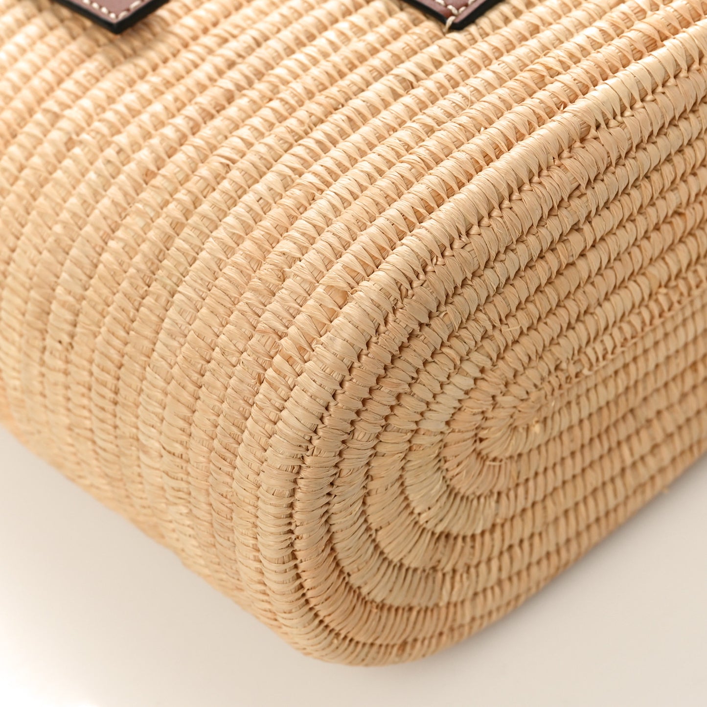 Raffia Small Square Basket Tote Bag Natural Tan