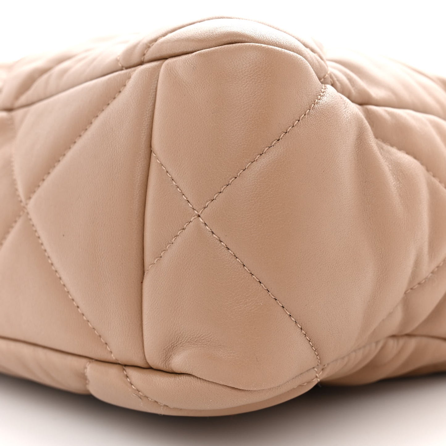 Lambskin Quilted Chanel 19 Shopping Bag Beige