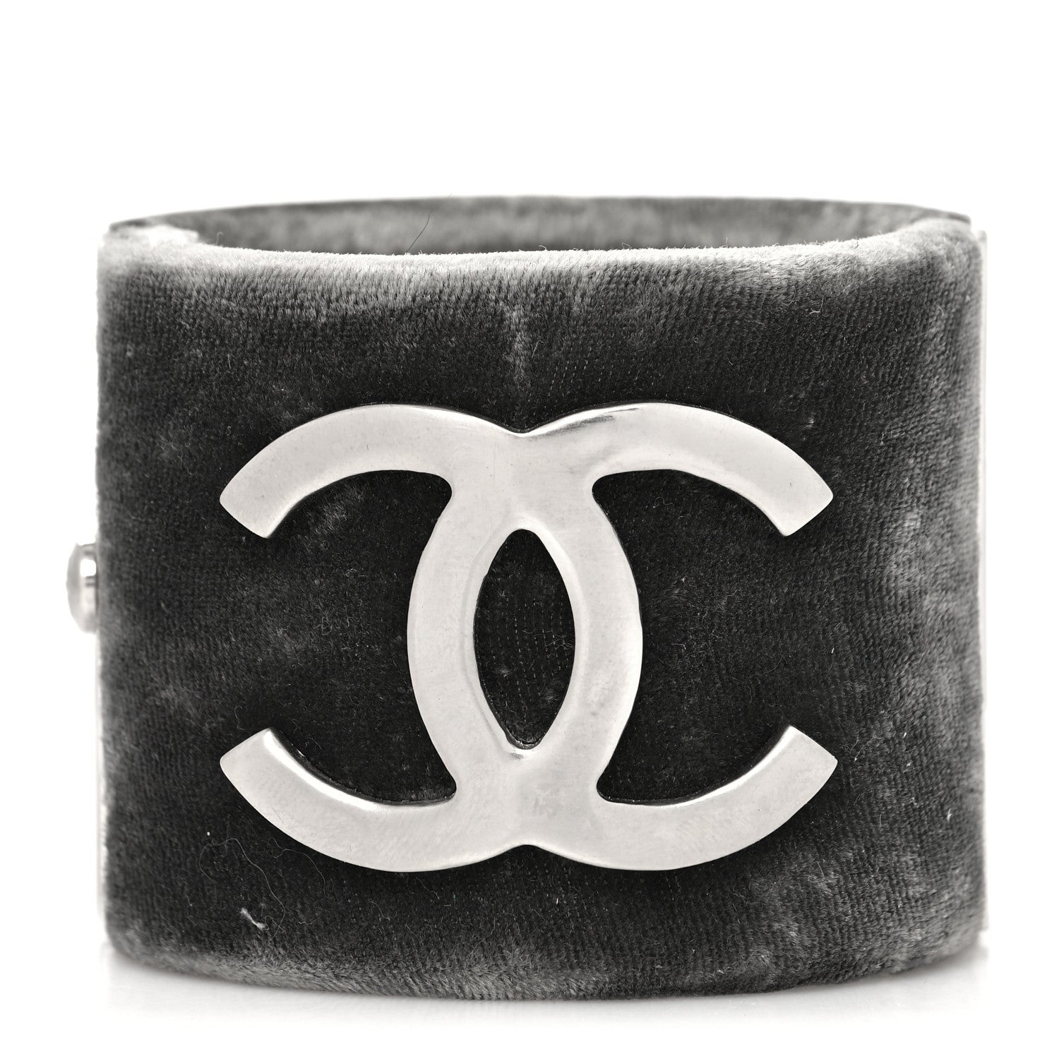 Chanel Velvet CC Cuff Silver Grey 1 of 7