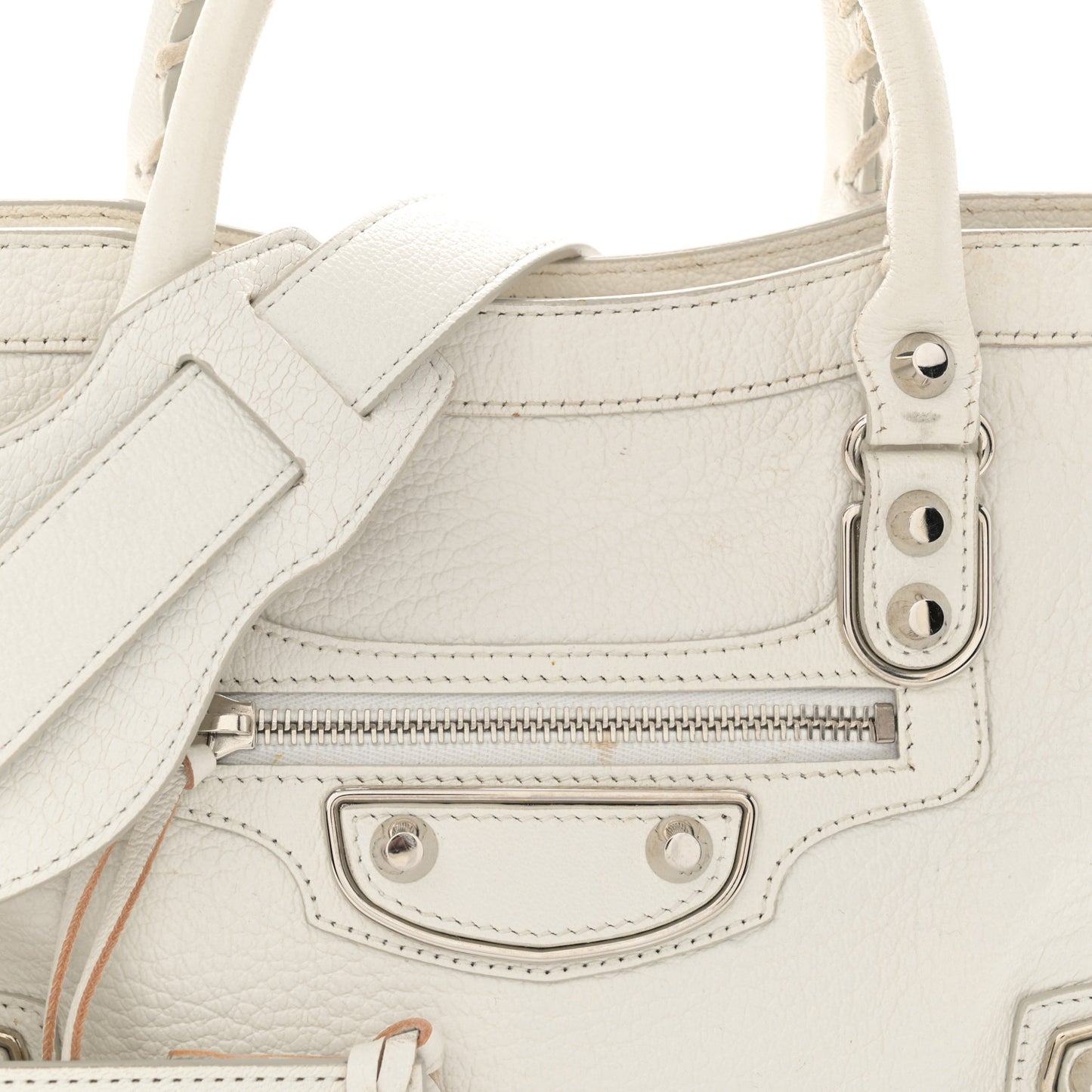 Chevre Silver Metallic Edge Hardware S City White