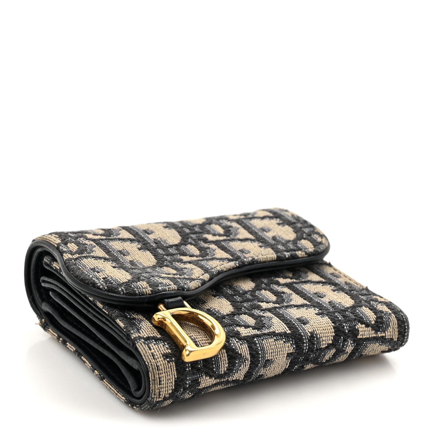 Christian Dior Oblique Saddle Lotus Wallet Blue 4 of 10