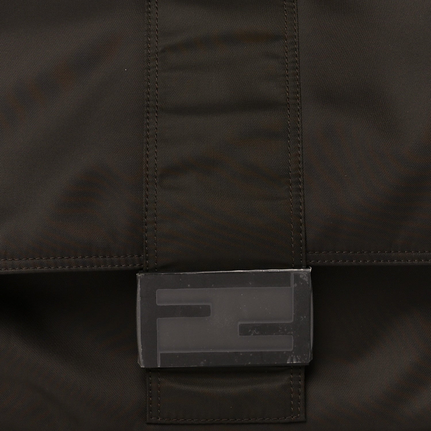 Fendi Econyl Nylon Cuoio Romano Monochrome Large Baguette Messenger Bag Ebano 10 of 12