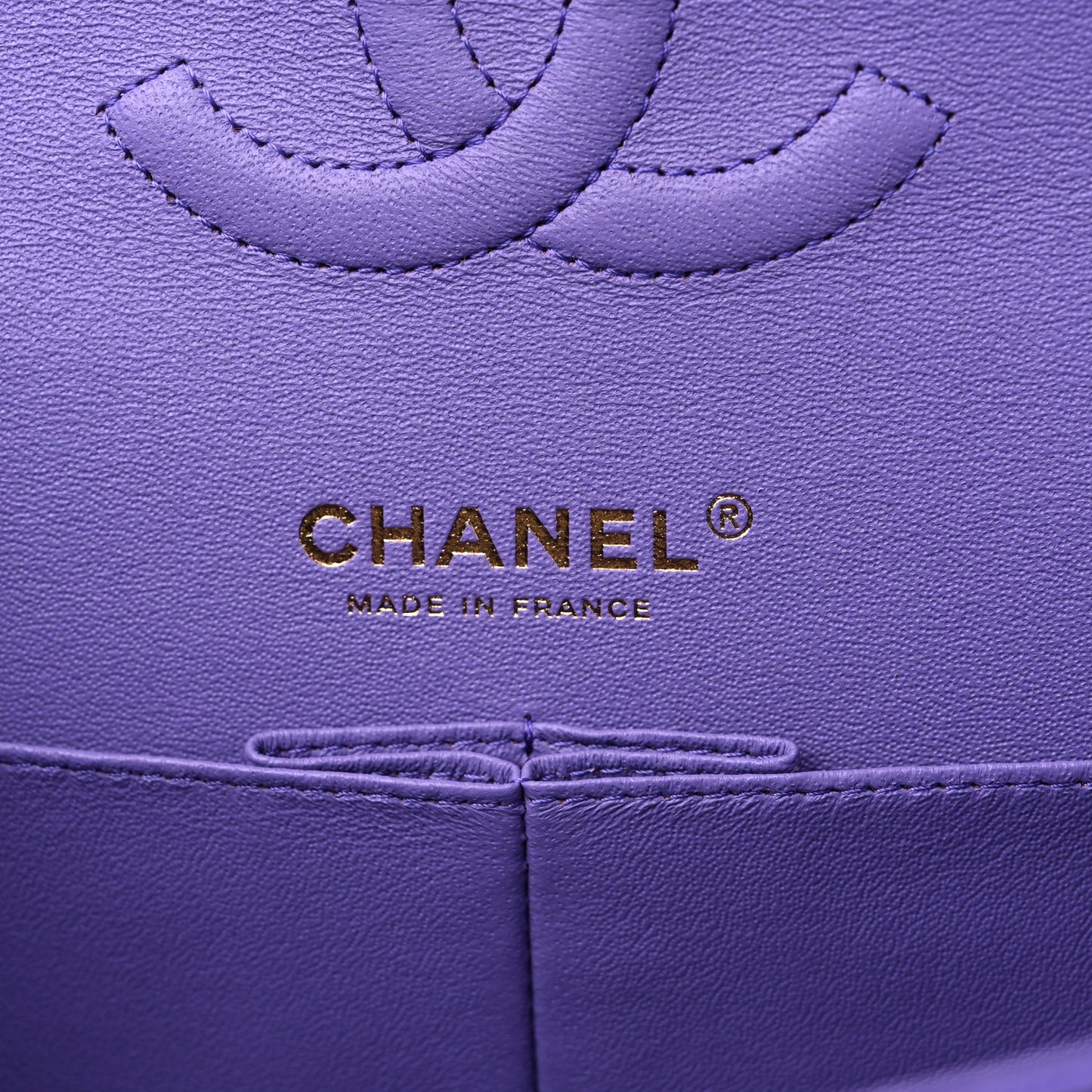 Caviar Quilted Medium Double Flap Purple