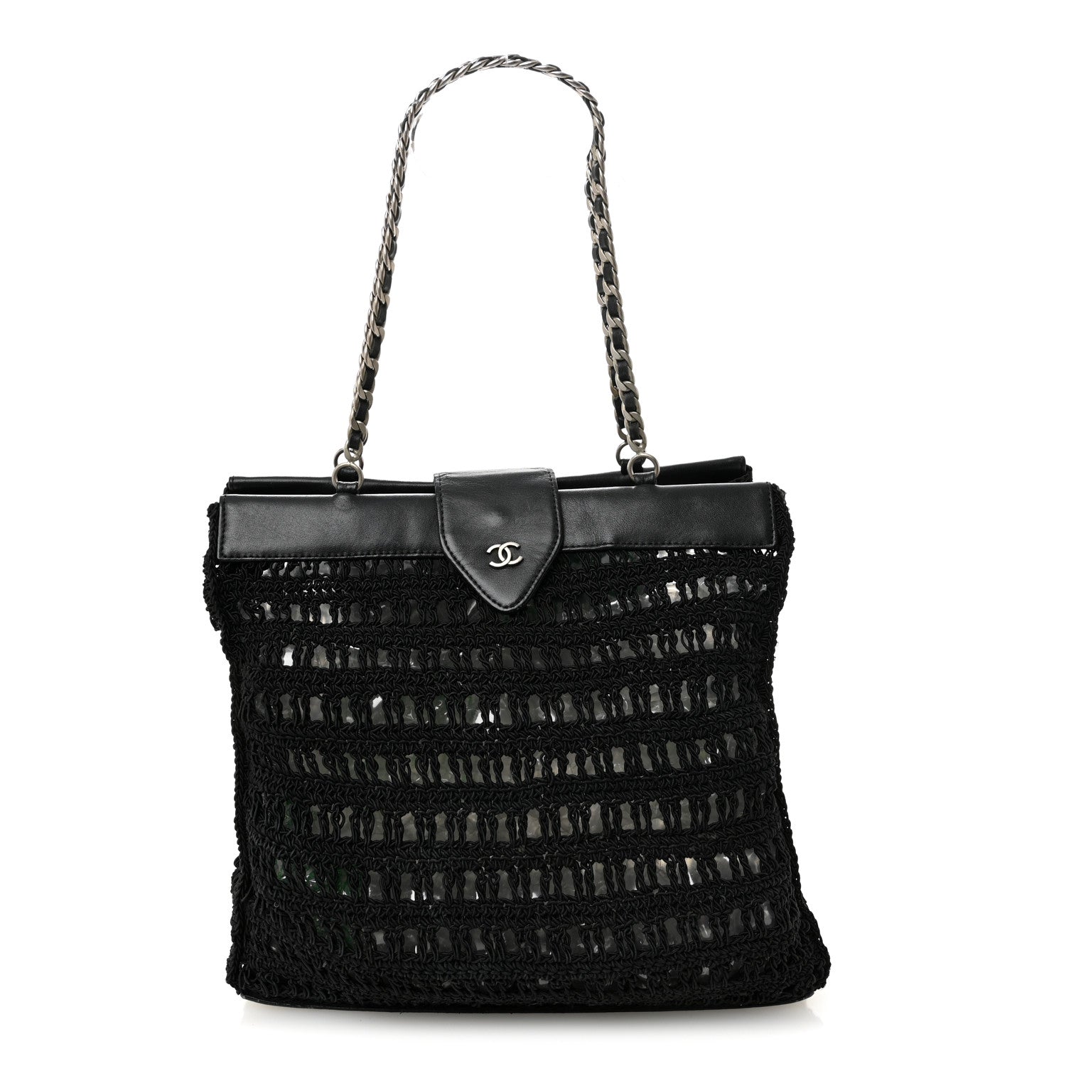 Chanel Woven Crochet Knit Tote Black 1883969 – FASHIONPHILE