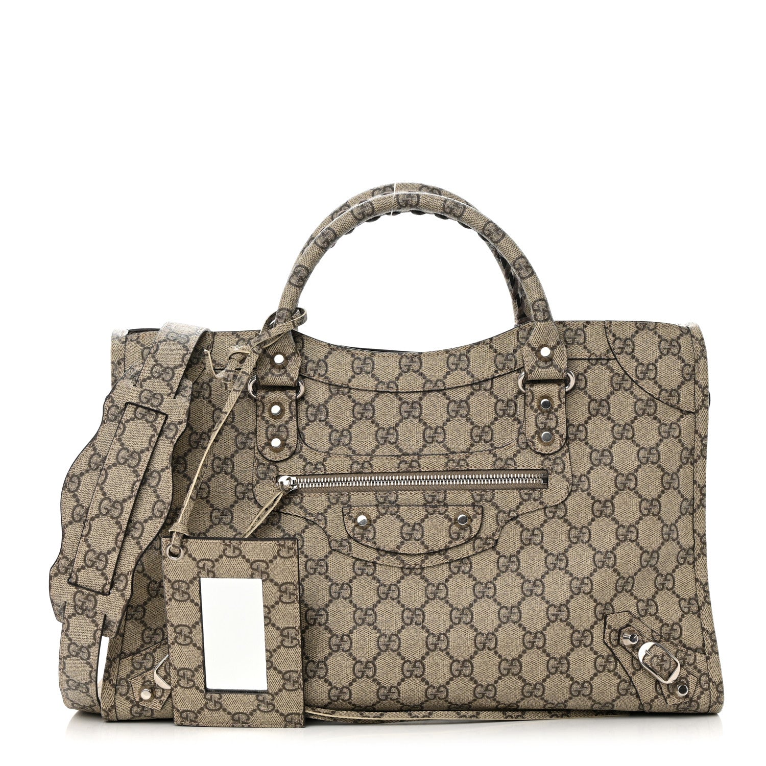 Balenciaga X GUCCI GG Supreme Monogram Neo Classic Silver Hardware City Beige Ebony 1 of 13