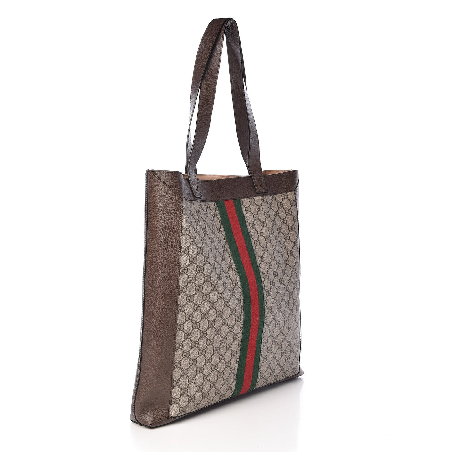 GG Supreme Monogram Web Large Ophidia Vertical Shopping Tote Brown