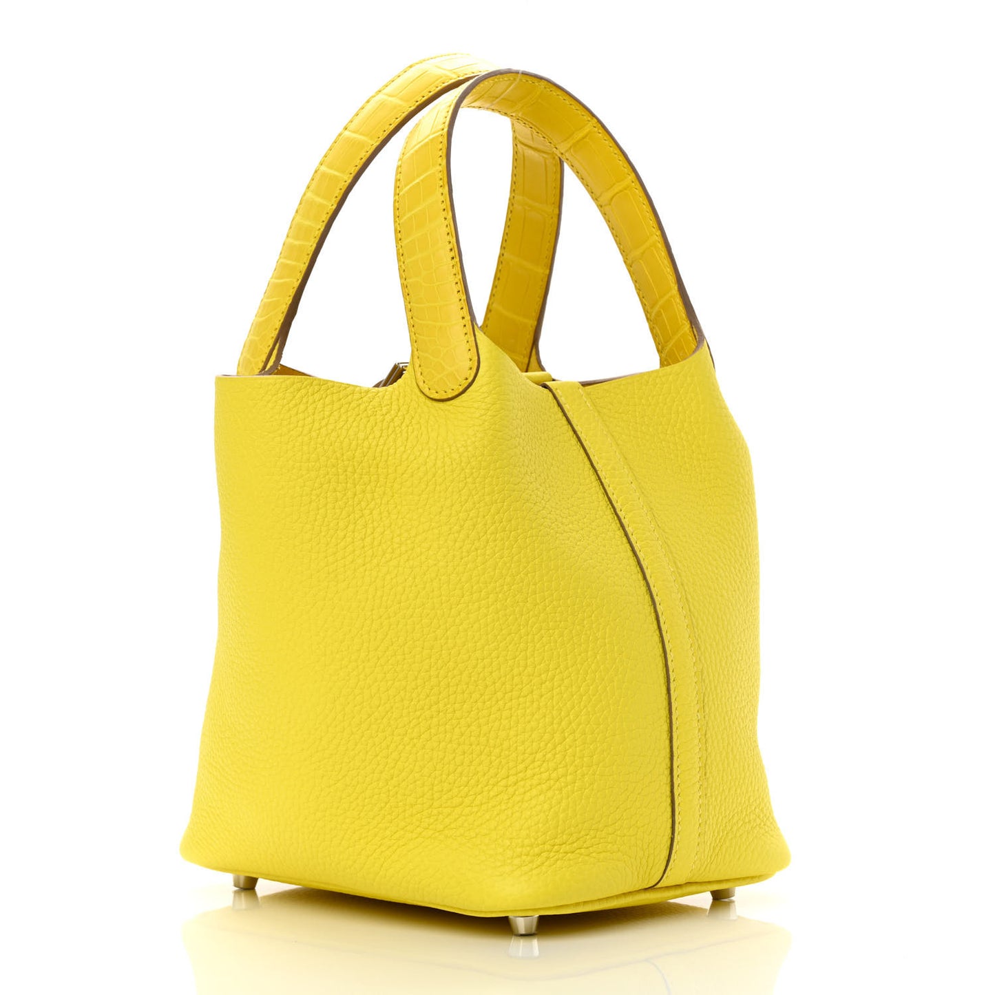 Taurillon Clemence Matte Alligator Picotin Lock Touch 18 PM Mimosa