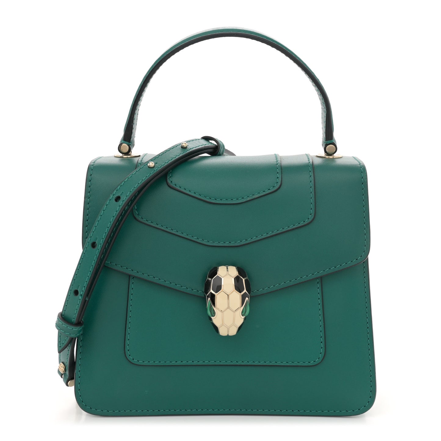 Calfskin Serpenti Forever Top Handle Emerald Green