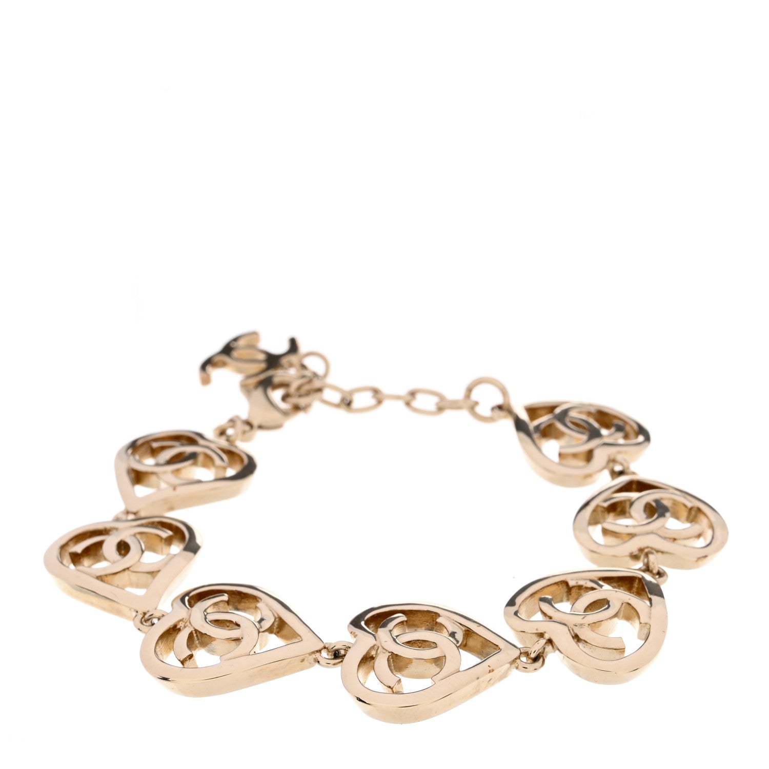 Chanel Metal CC Heart Coco In Love Bracelet Light Gold 1276409 ...