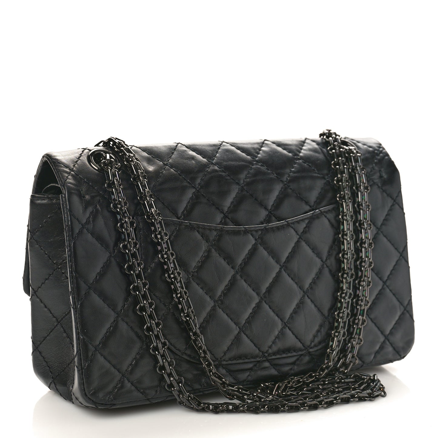 Aged Calfskin Quilted 2.55 Reissue 225 Flap So Black