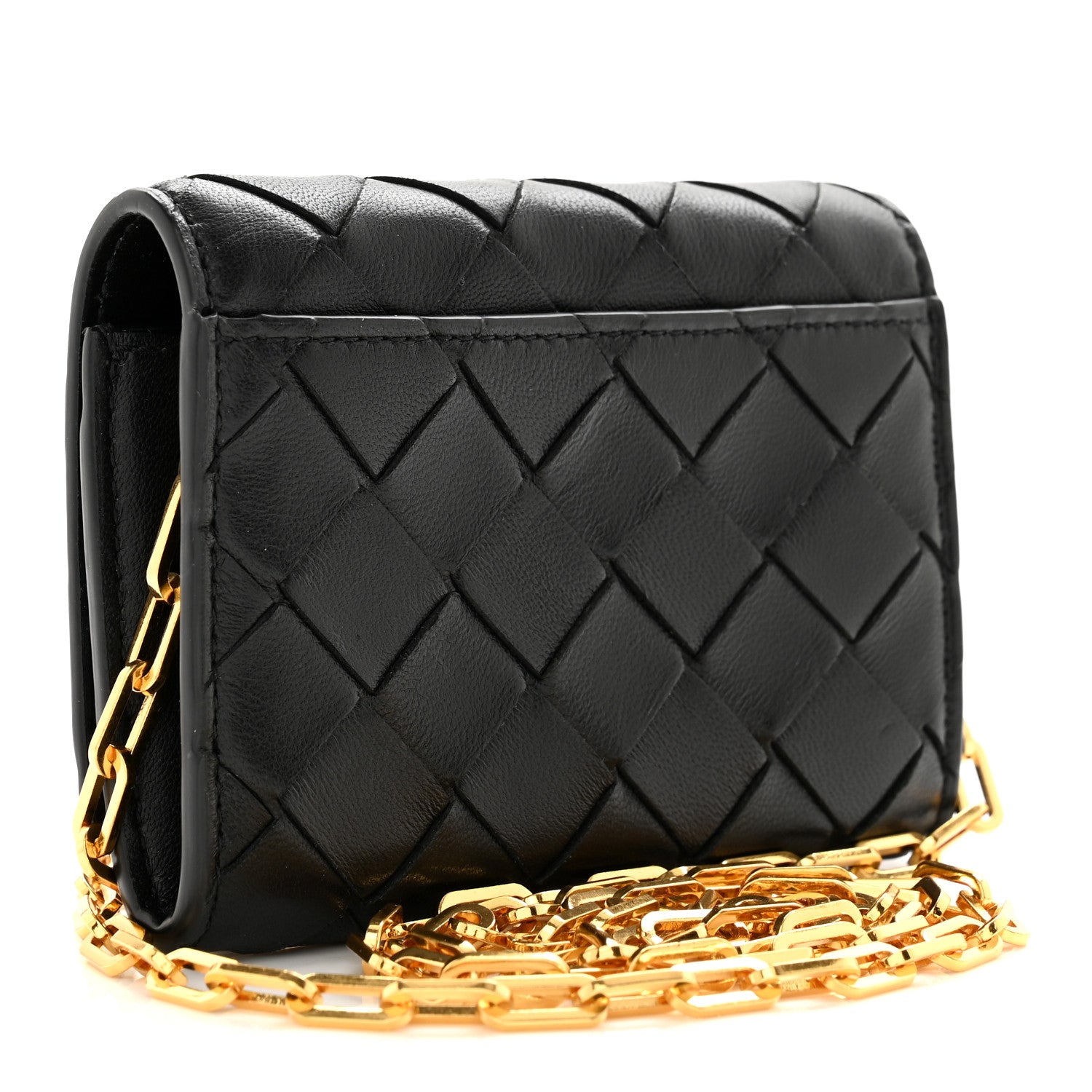 Bottega Veneta Nappa Intrecciato Trio Card Case On Chain Black 3 of 9