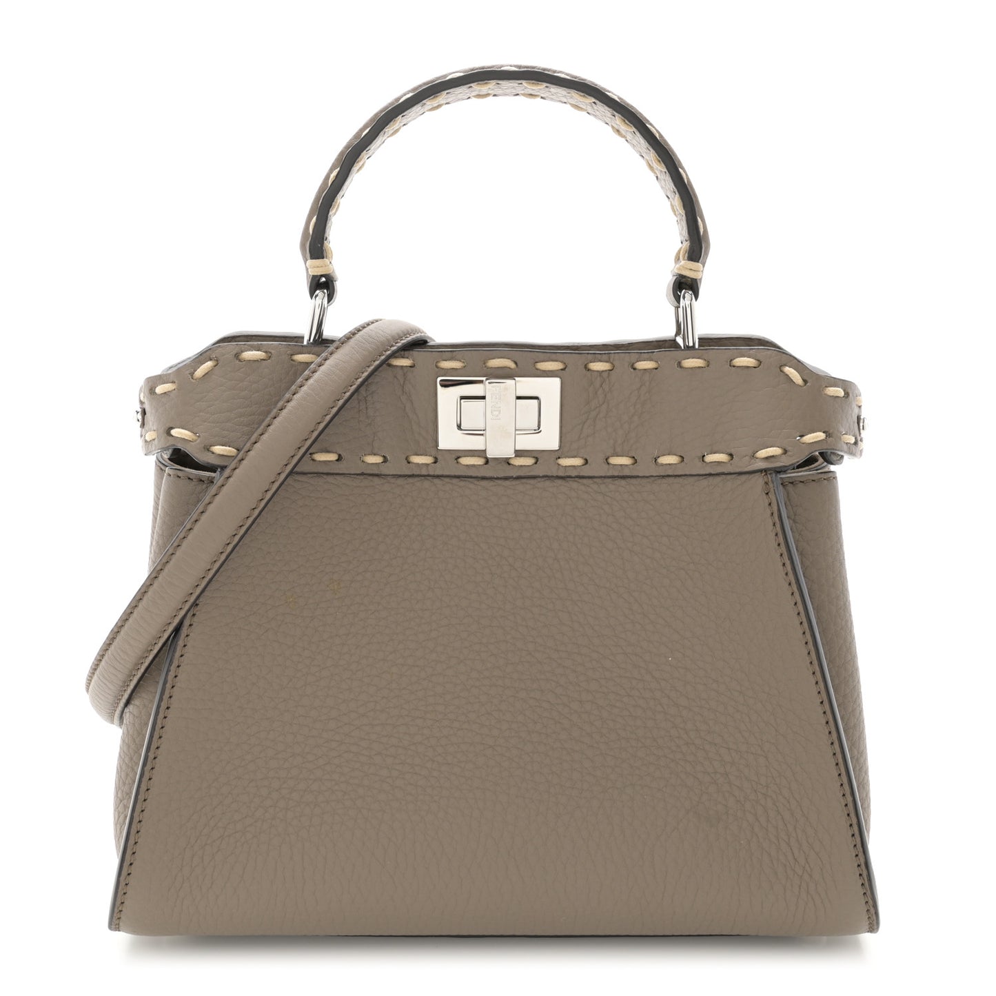 Vitello Granato Camoscio Macro Stitching Selleria Mini Peekaboo Iconic Satchel Tartufo