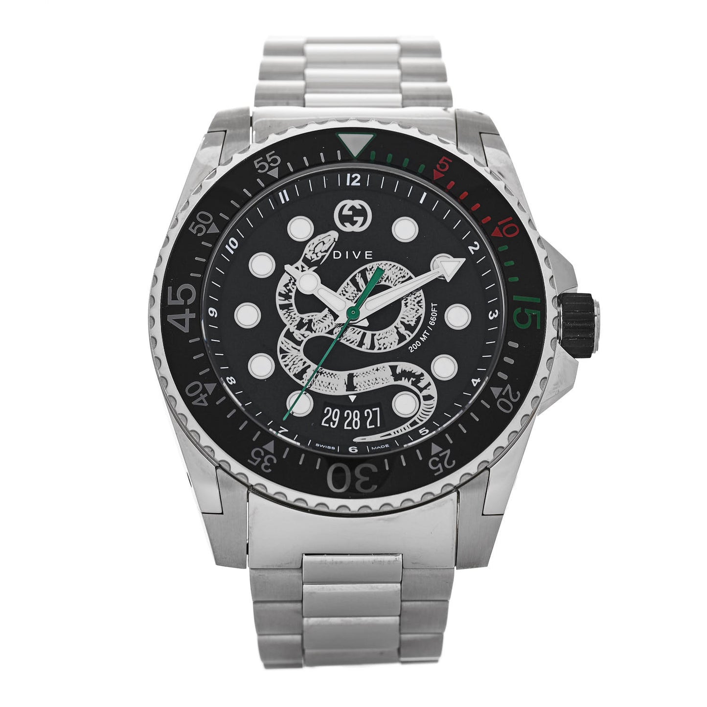 Stainless Steel 45mm Dive Snake Quartz Watch Black