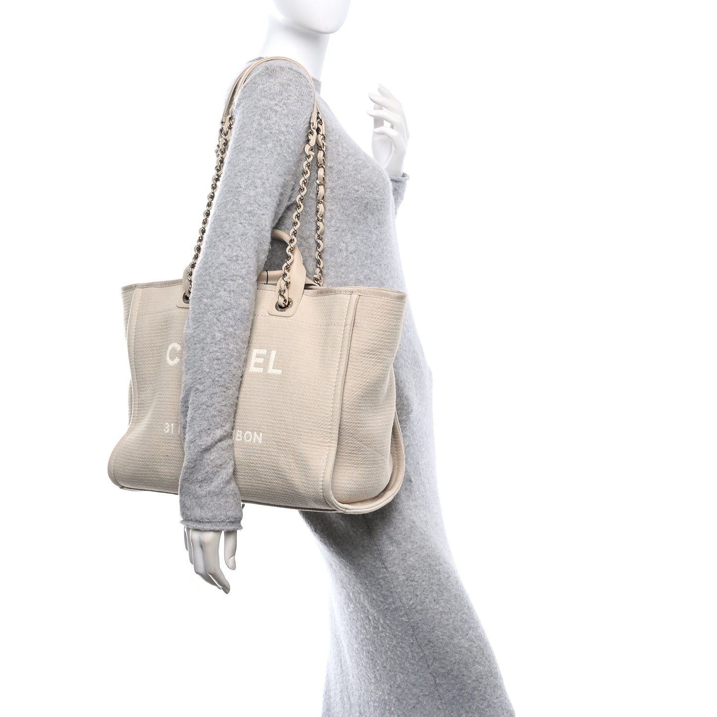 Mixed Fibers Medium Deauville Tote Beige