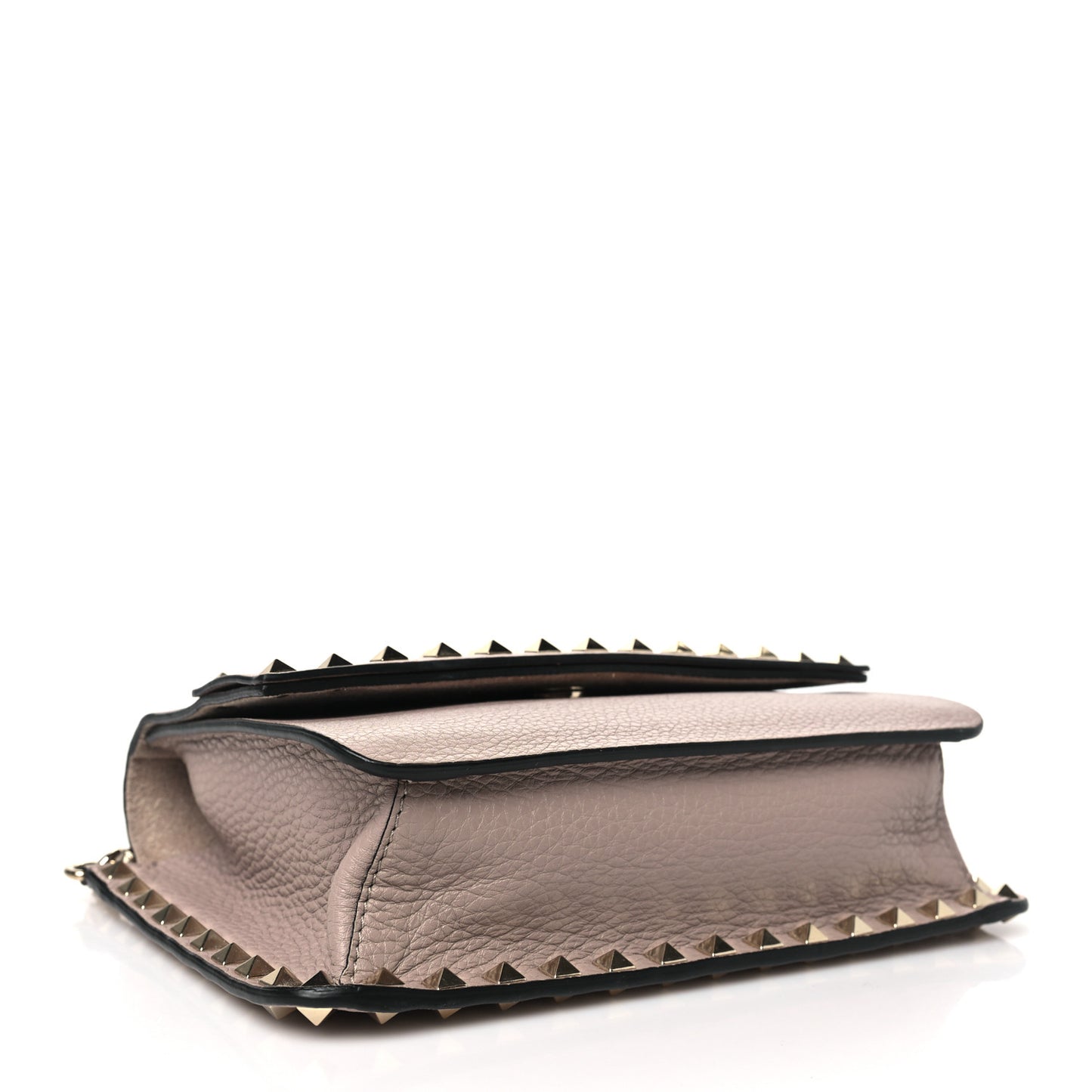 Pebbled Calfskin Rockstud Side Slip Crossbody Poudre
