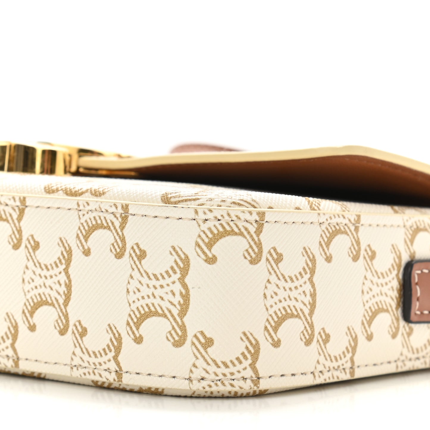 Canvas Calfskin Triomphe Shoulder Bag White