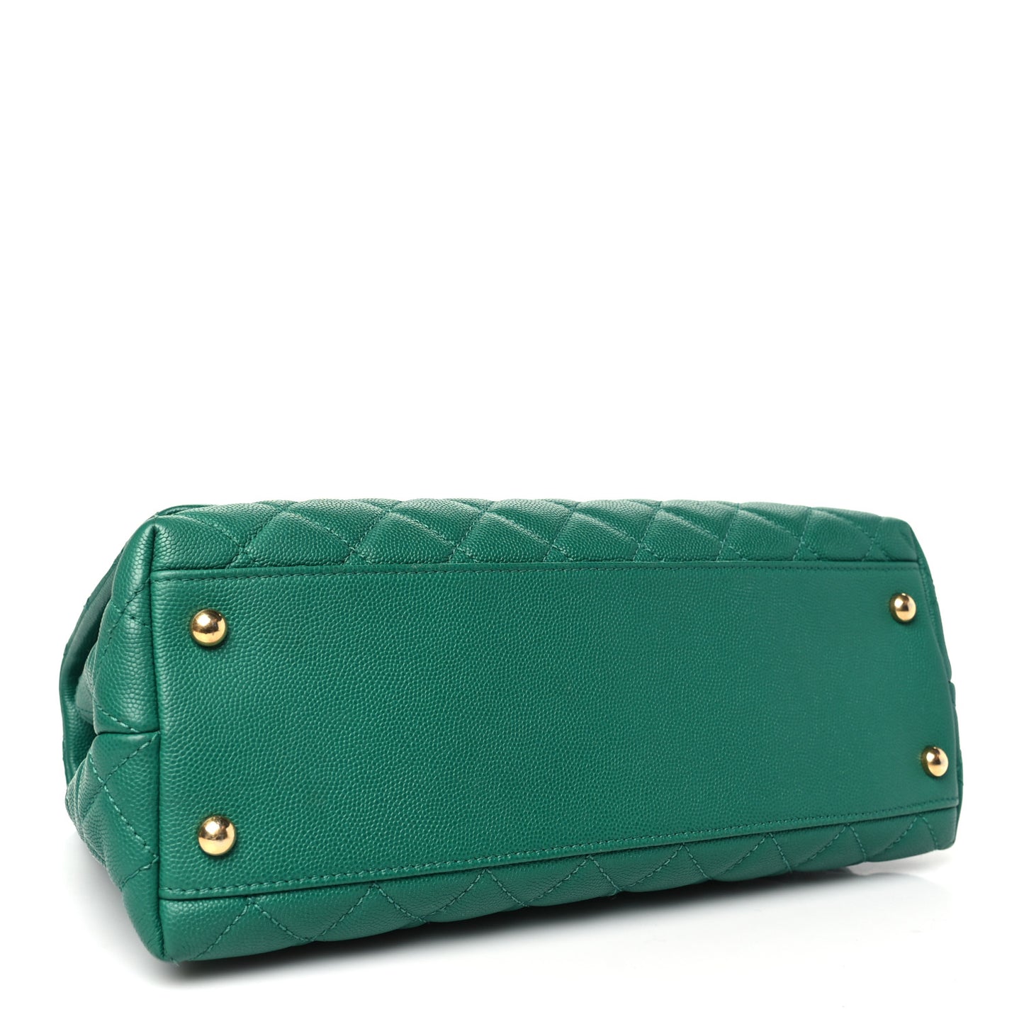 Caviar Quilted Small Coco Handle Flap Green