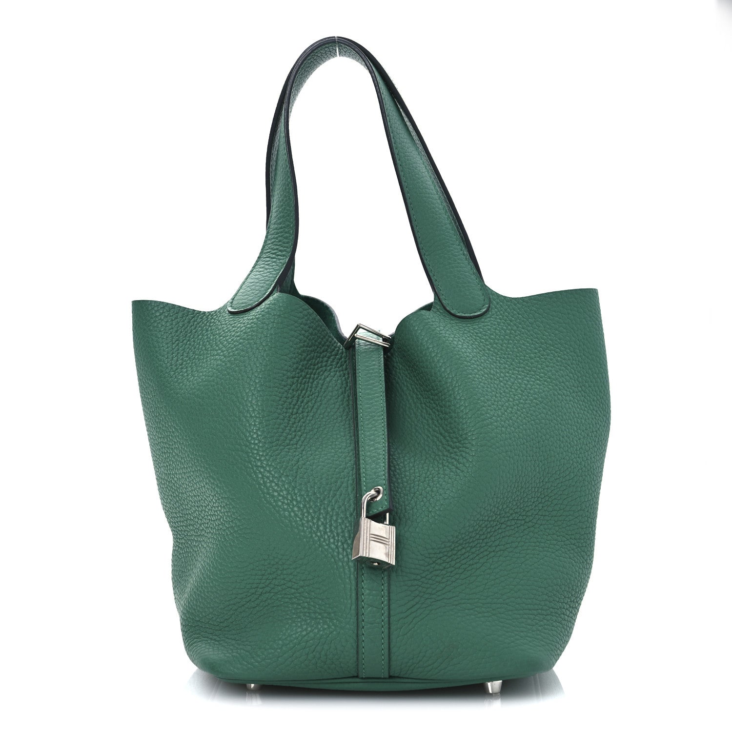 Hermes HERMES Picotin Lock MM Handbag Taurillon Clemence 2016 Green x Belt Hermes Picotin Lock 18 Vert Jade Taurillon Clemence Gold  main image 2