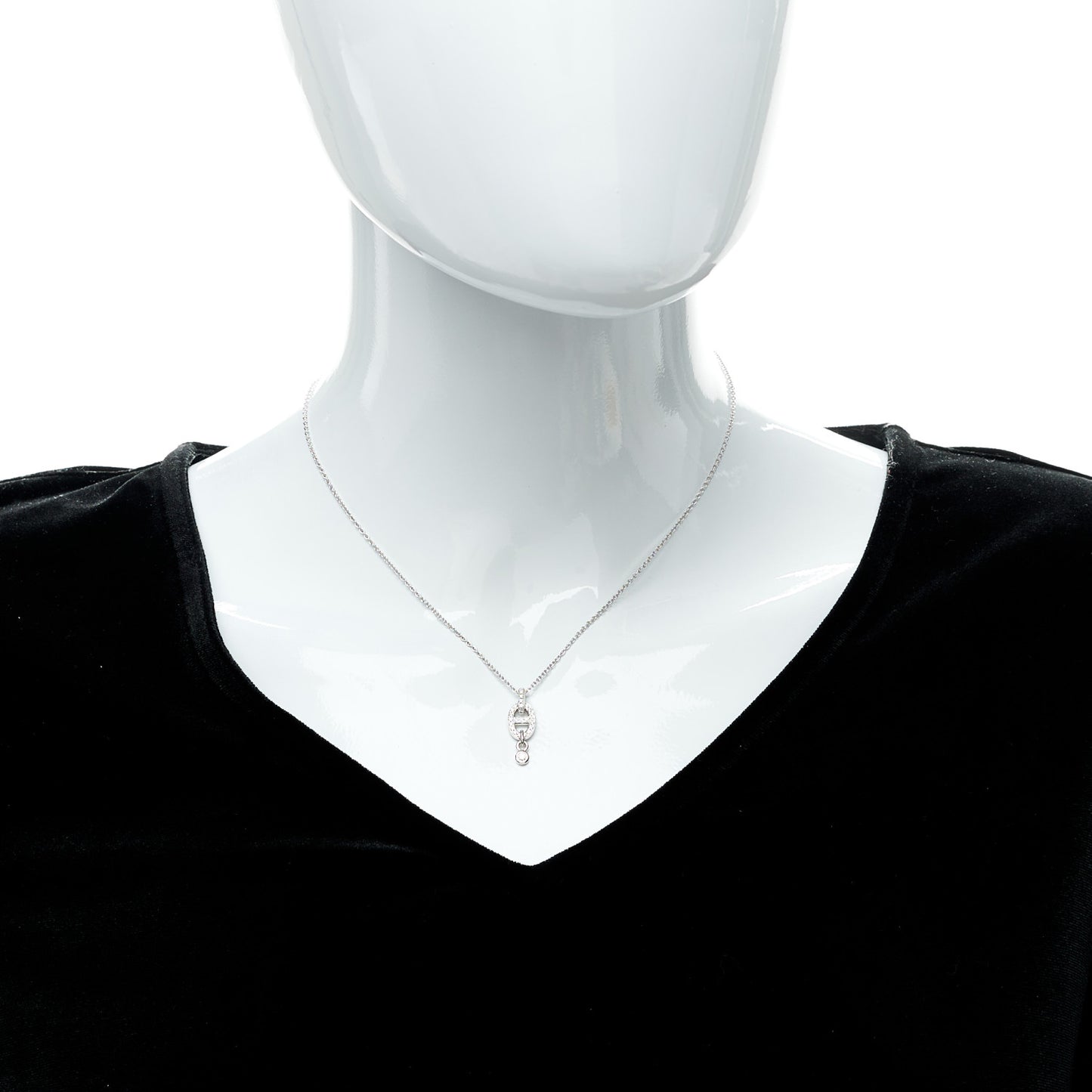 18K White Gold Diamond PM Chaine d'Ancre Enchainee Necklace