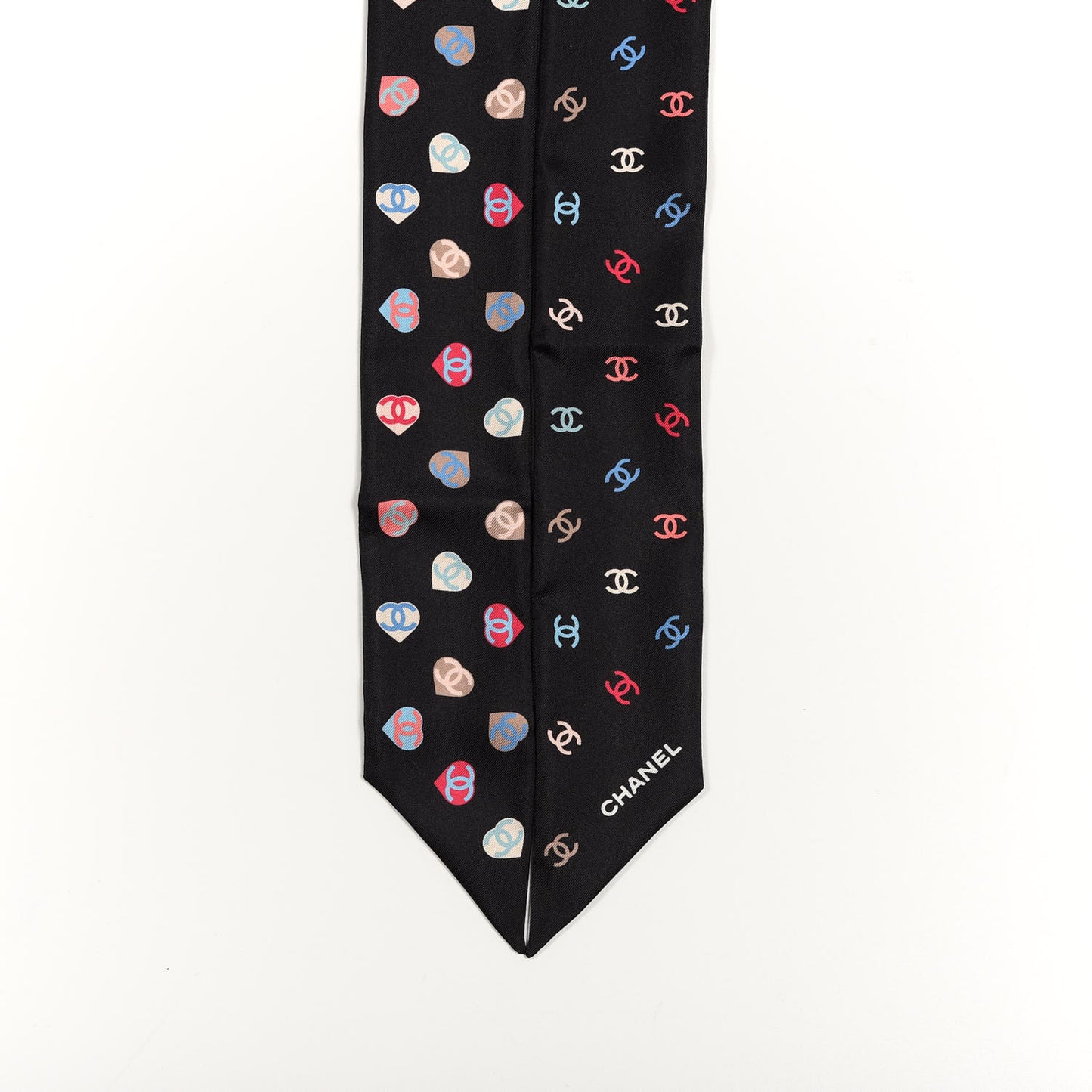 Silk Heart CC Slim Bandeau Scarf Black