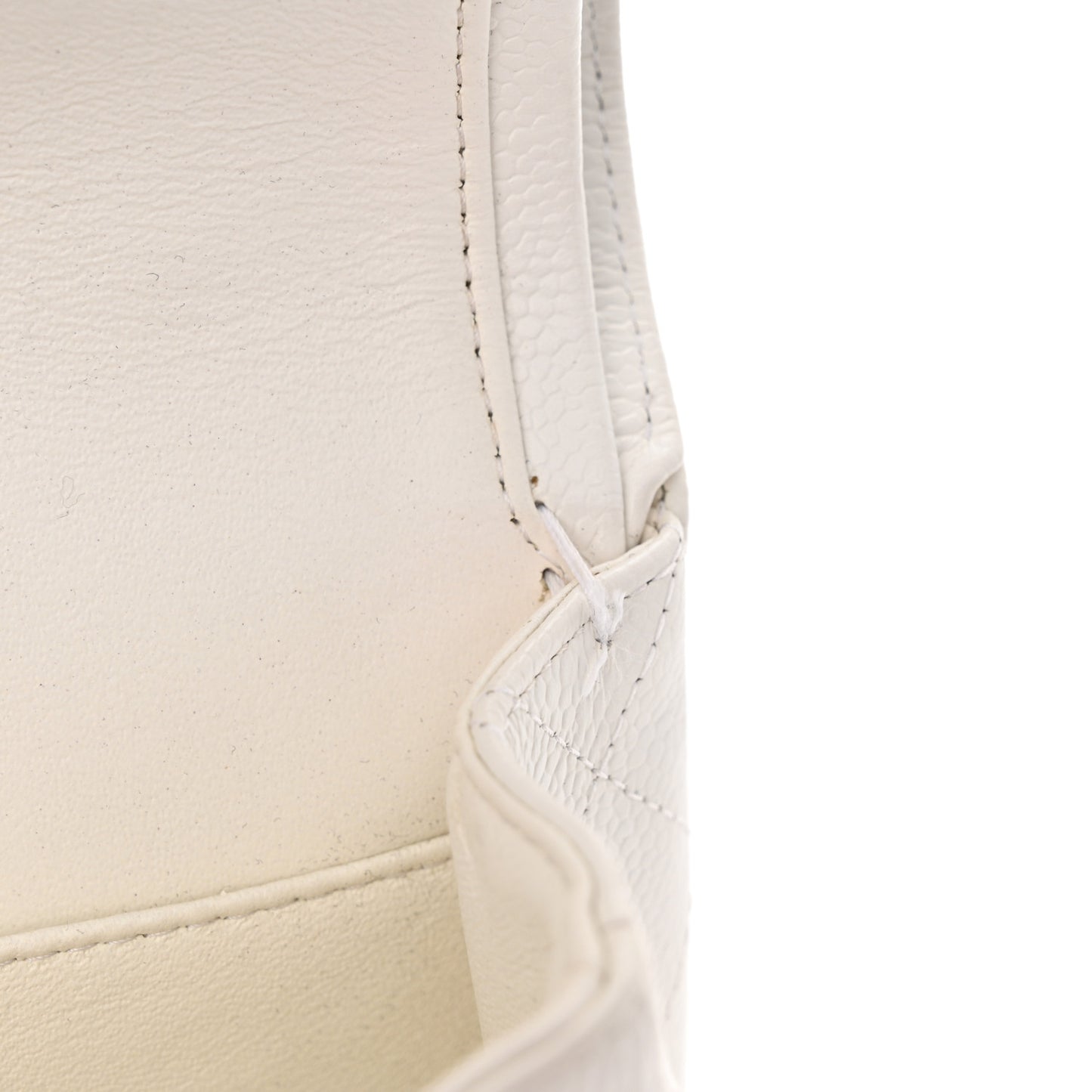 Caviar Quilted Medium Double Flap White