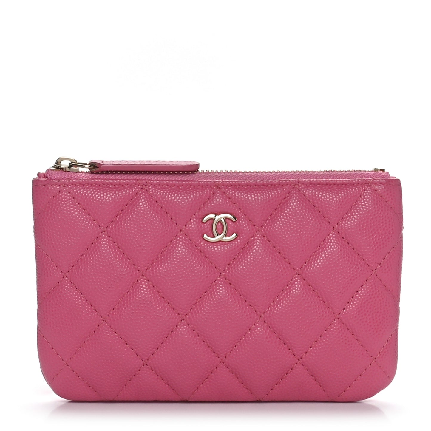 Caviar Quilted Small Cosmetic Case Pink
