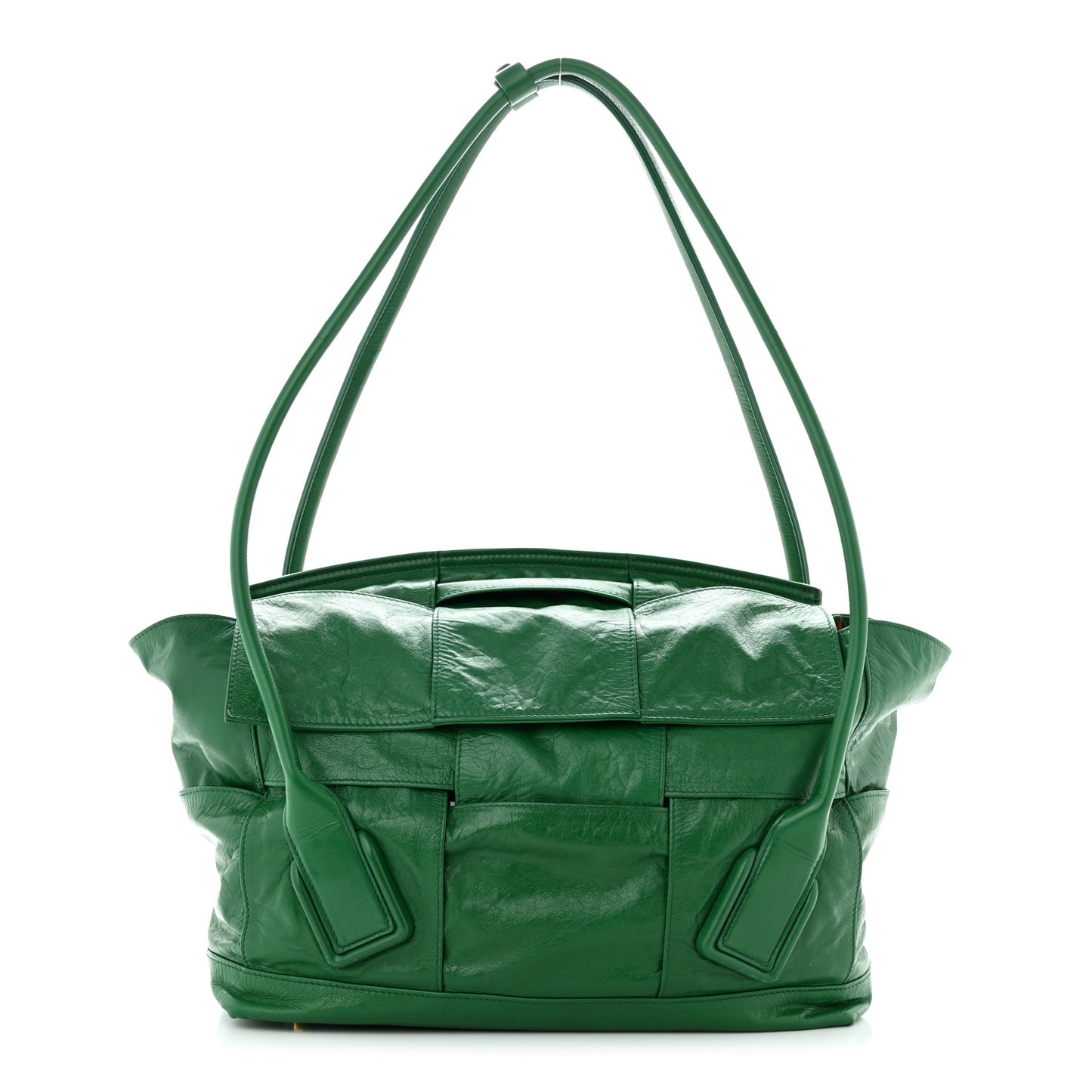 Paper Calfskin Maxi Intrecciato Medium Arco Slouch Racing Green