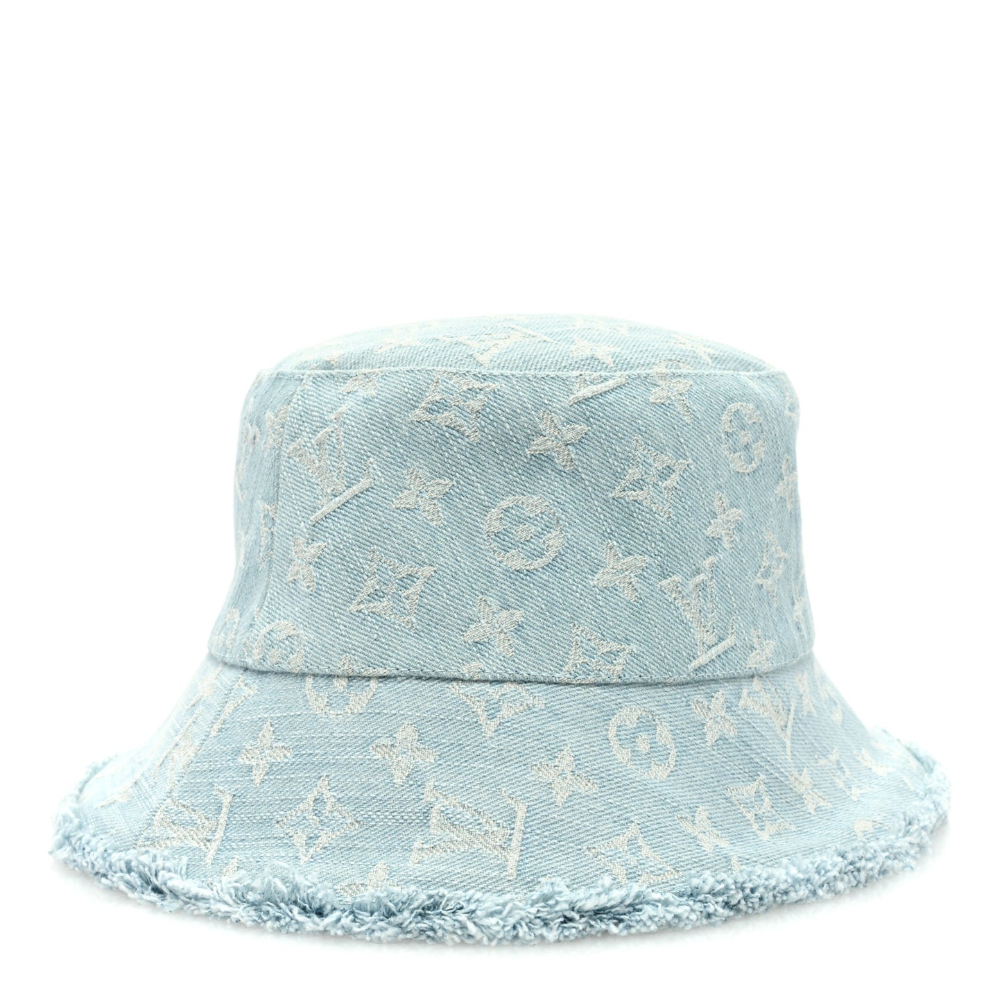 Monogram Denim Fringe Bucket Hat Blue