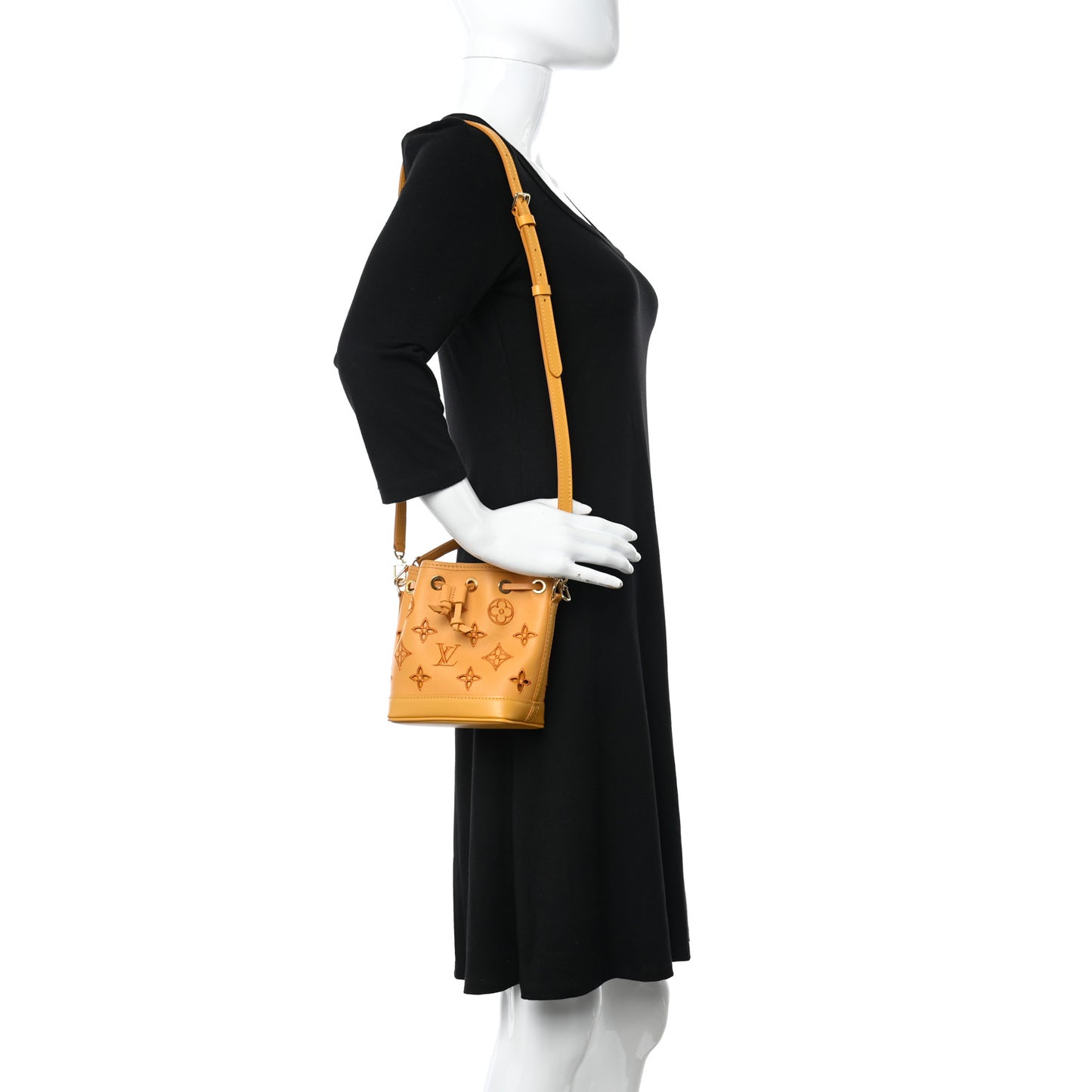 Perforated Calfskin Monogram Nano Noe Safran Yellow