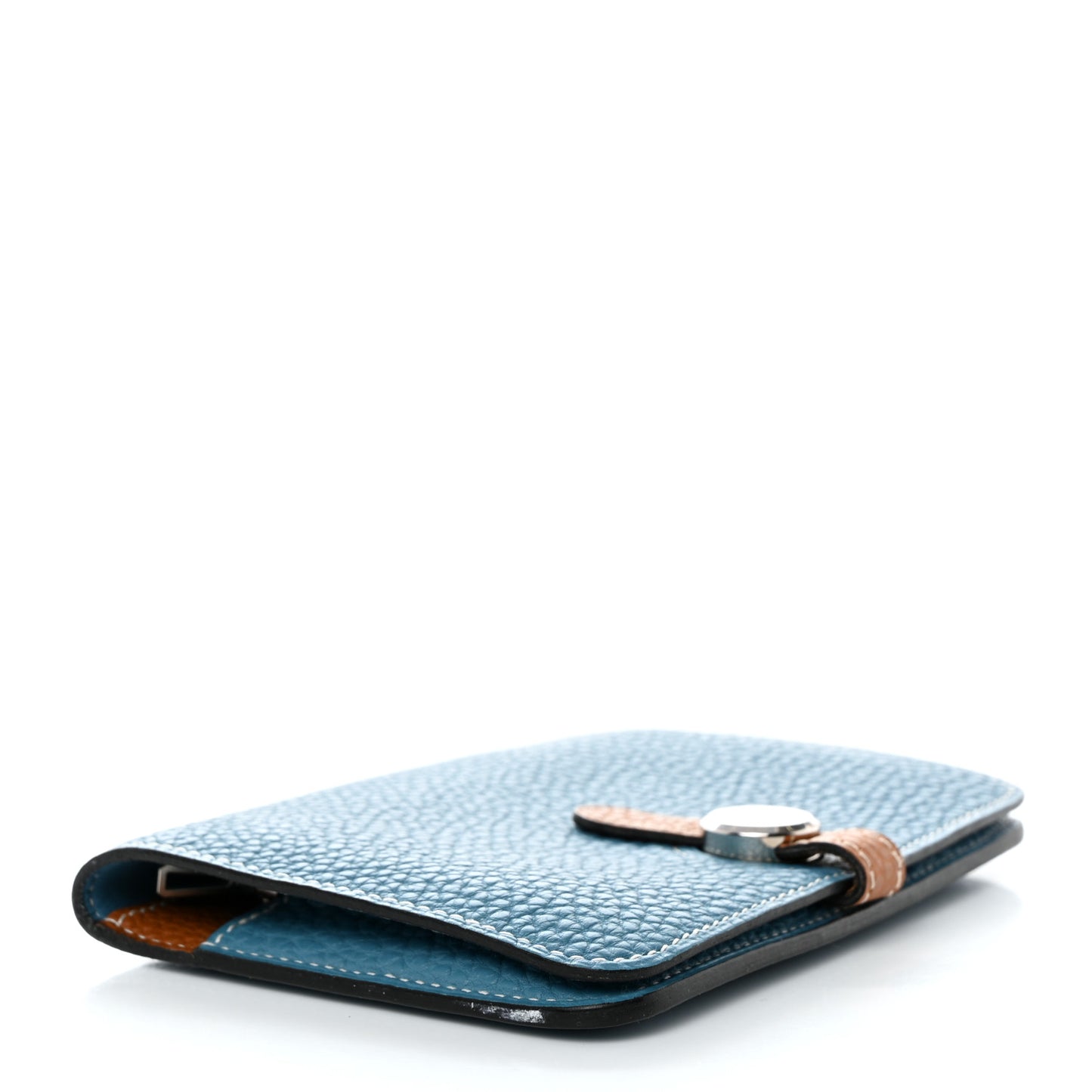 Togo Verso Dogon Compact Wallet Blue Jean Gold