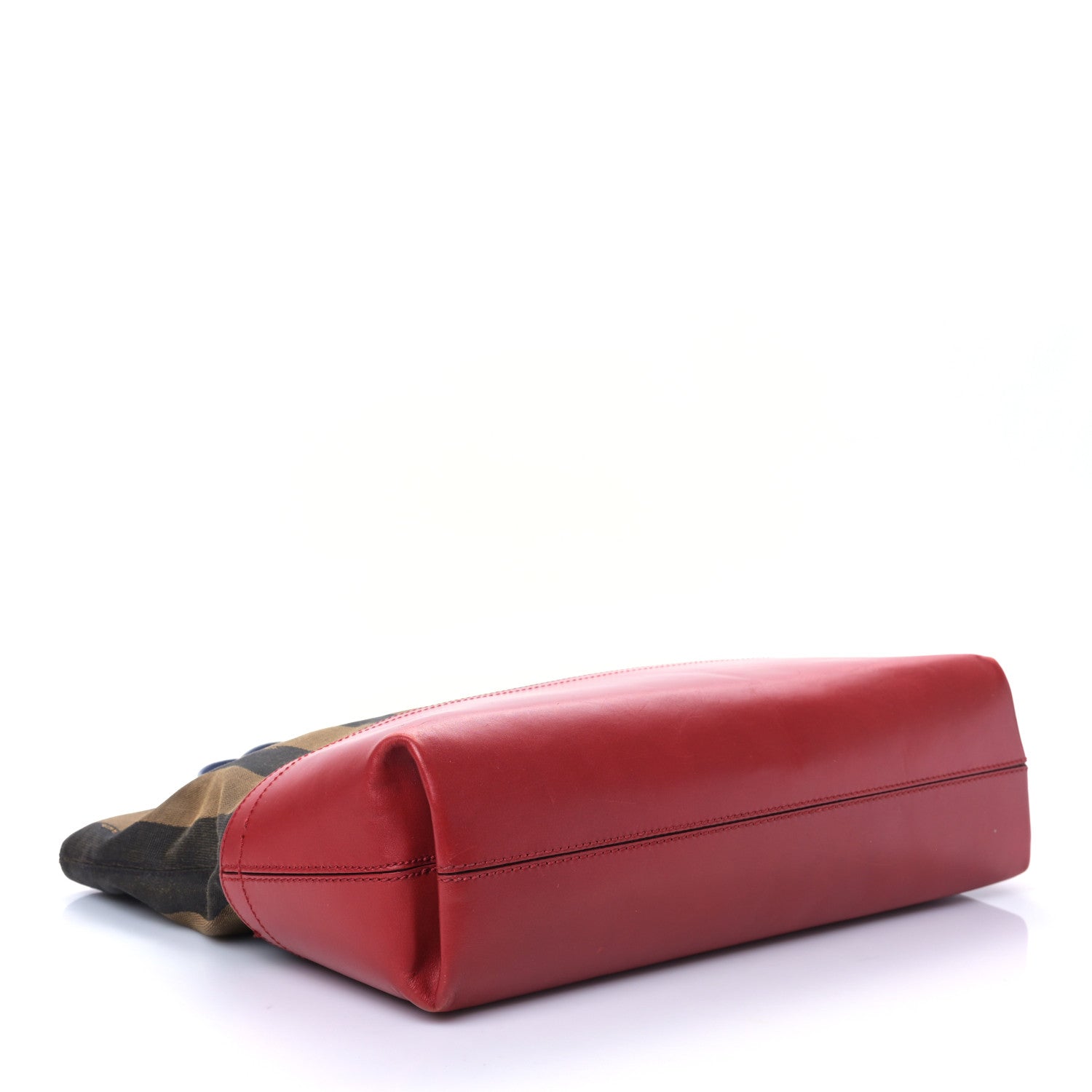 Fendi Pequin Cuoio Vegetale Medium Roll Tote Tobacco Rosso Blue 4 of 9