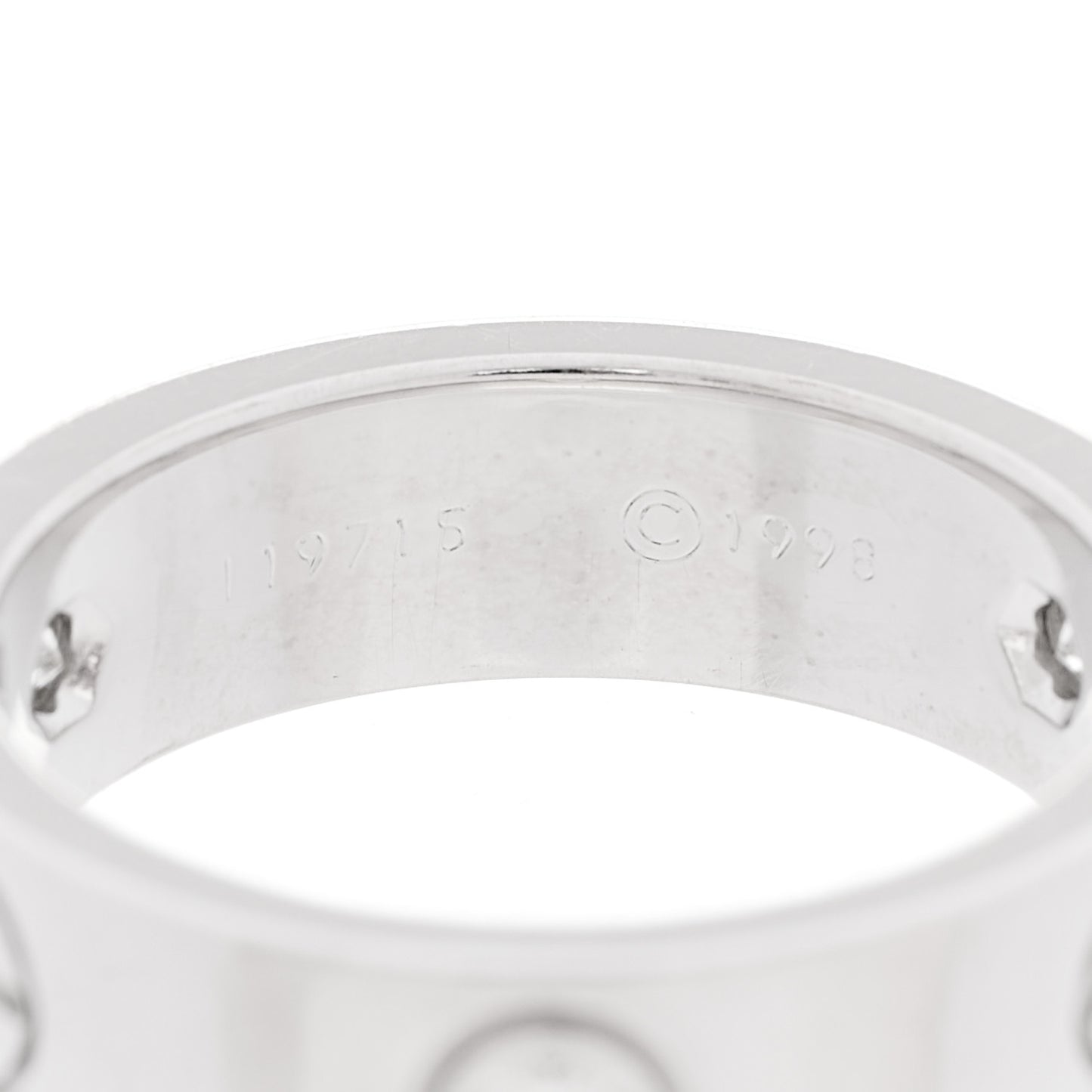 18K White Gold 3 Diamond 5.5mm LOVE Ring 51 5.75