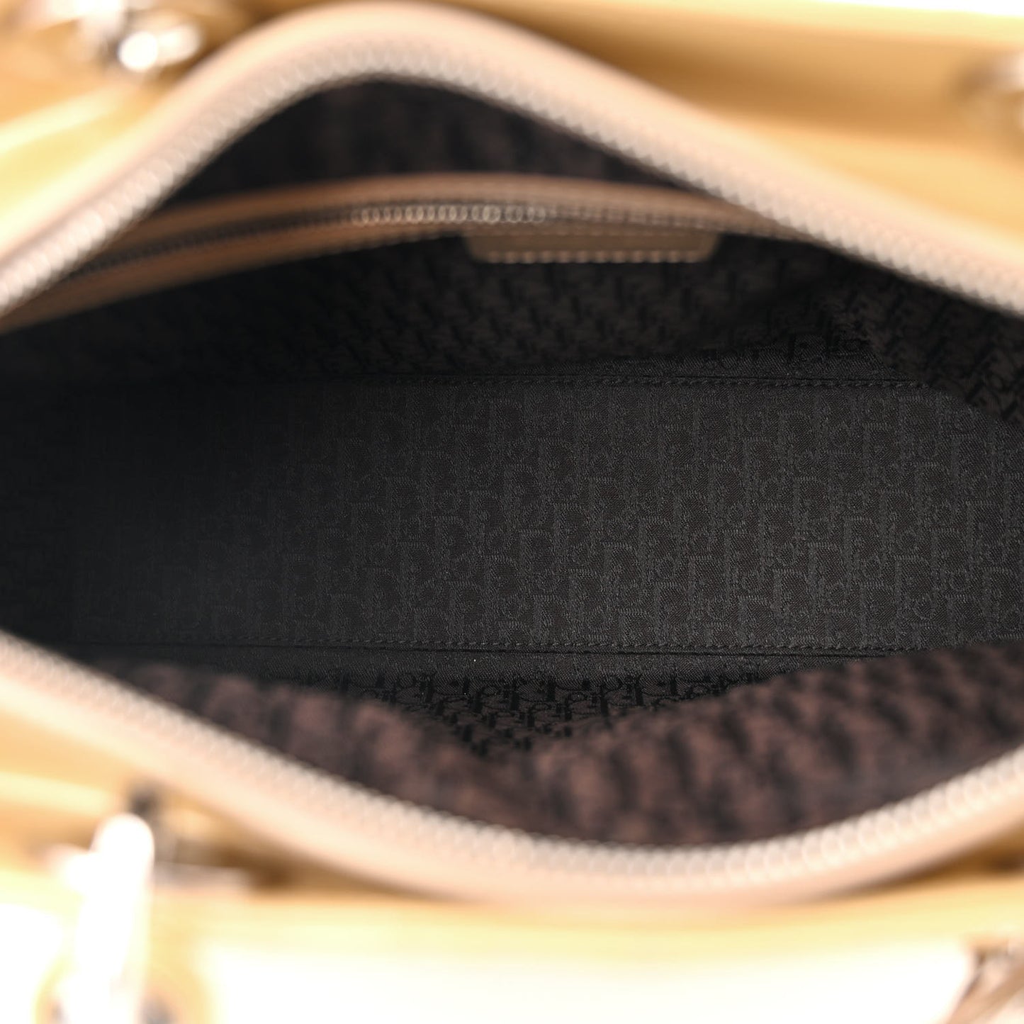 Patent Cannage Large Lady Dior Dark Beige