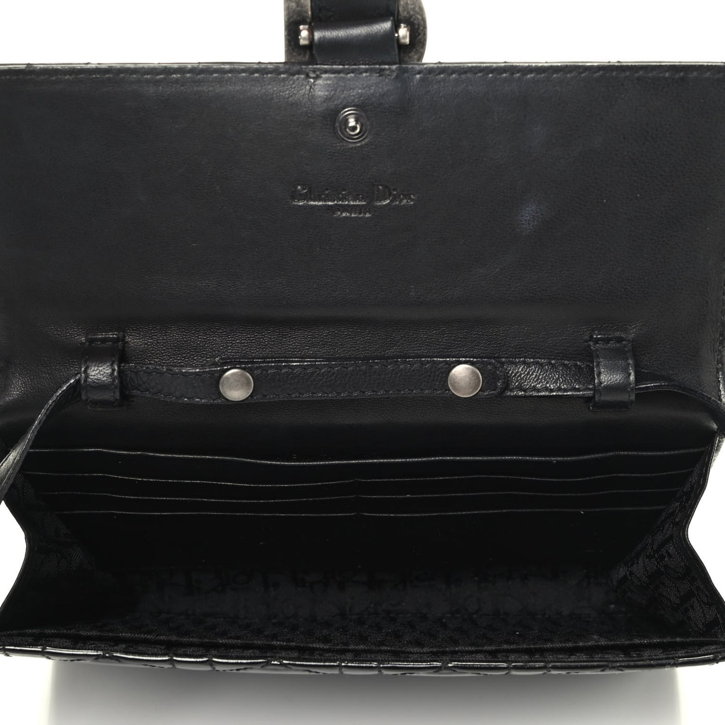 Patent Cannage Crossbody Wallet Black