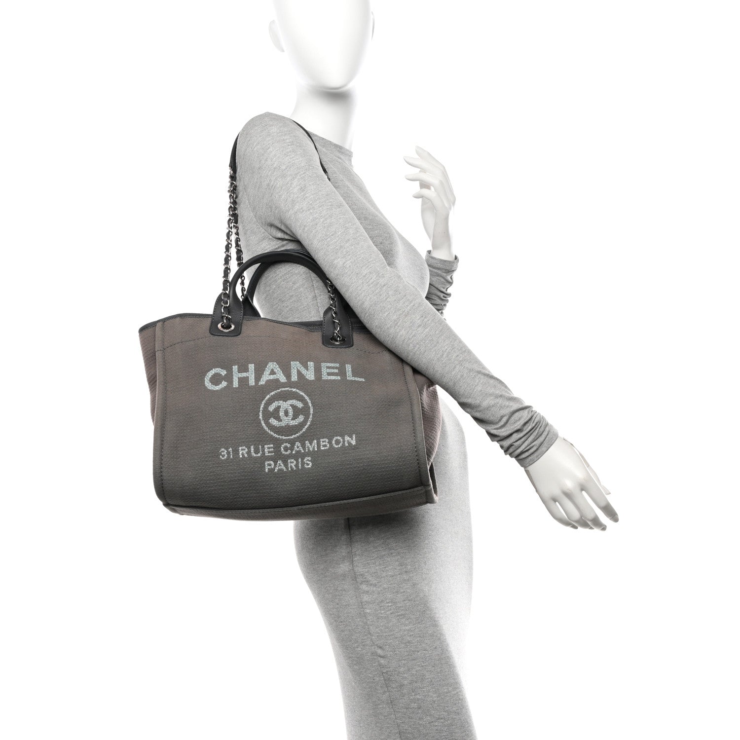 Chanel Mixed Fibers Small Deauville Tote Grey 2 of 11