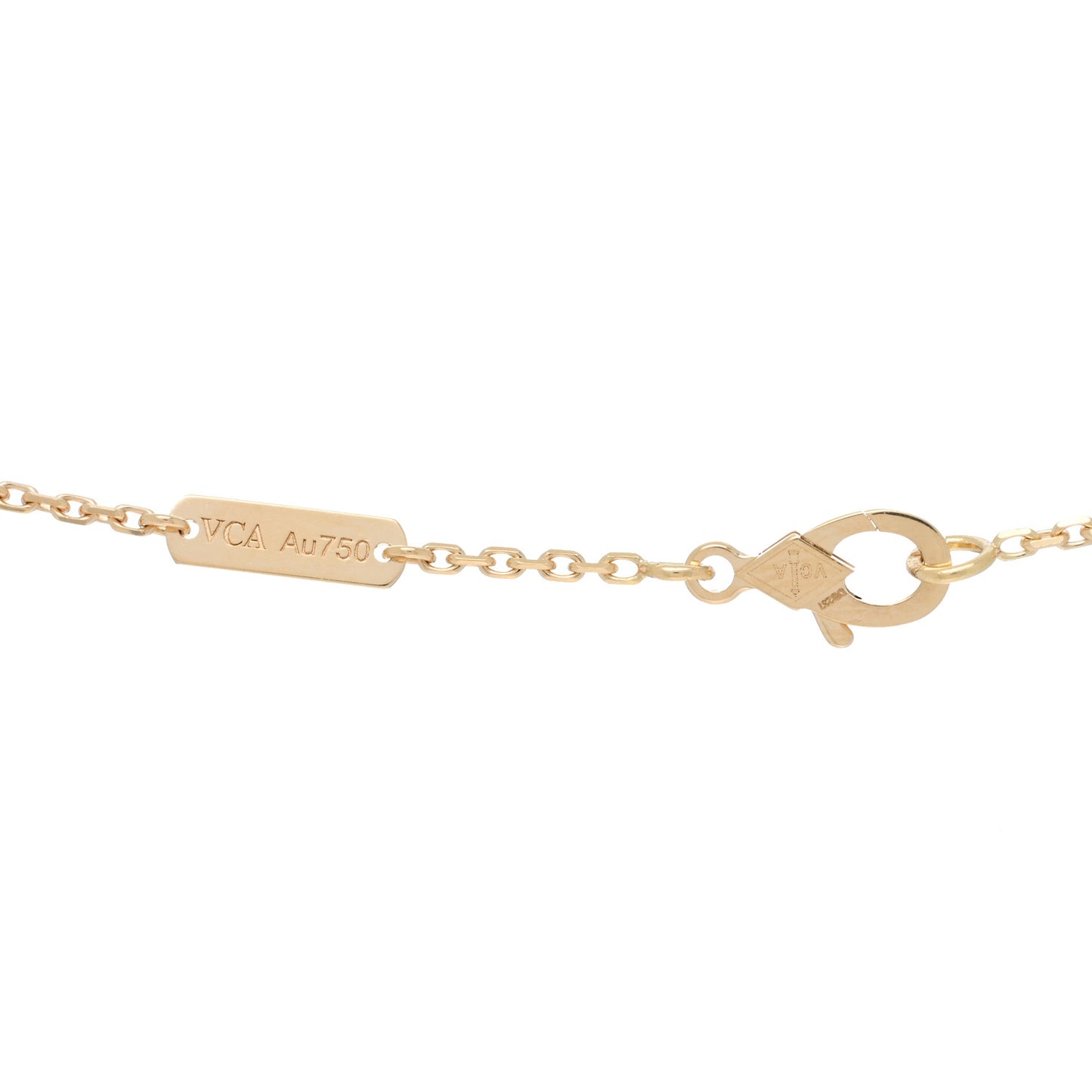 18K Yellow Gold Tiger Eye Vintage Alhambra Pendant Necklace