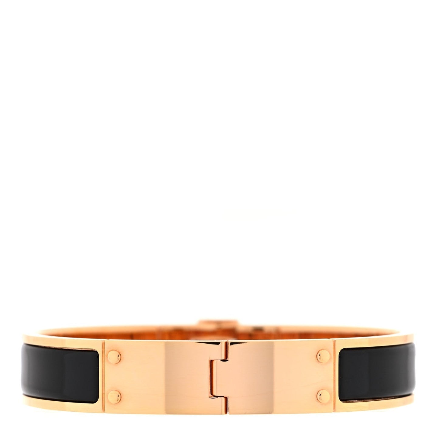 Enamel Charniere Uni Narrow Hinged Bracelet M Black