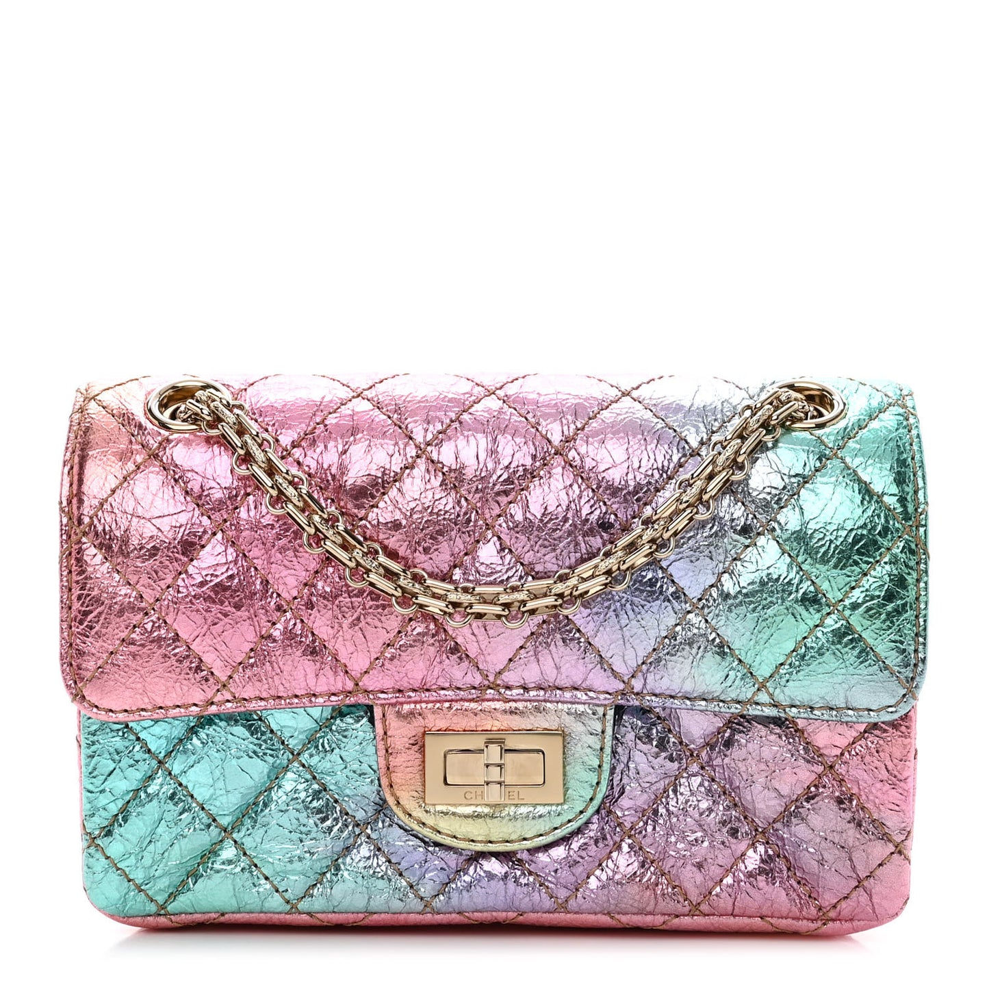 Metallic Goatskin Quilted Mini 2.55 Reissue Flap Multicolor
