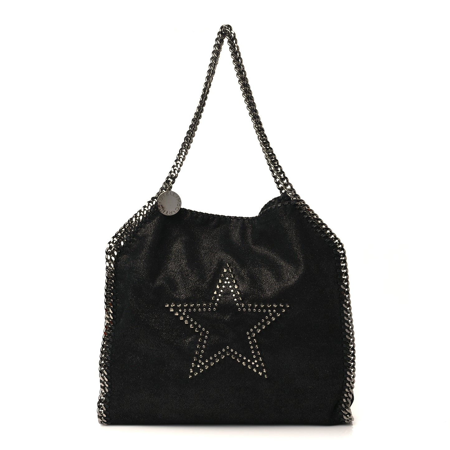 Shaggy Deer Studded Small Star Falabella Tote Black